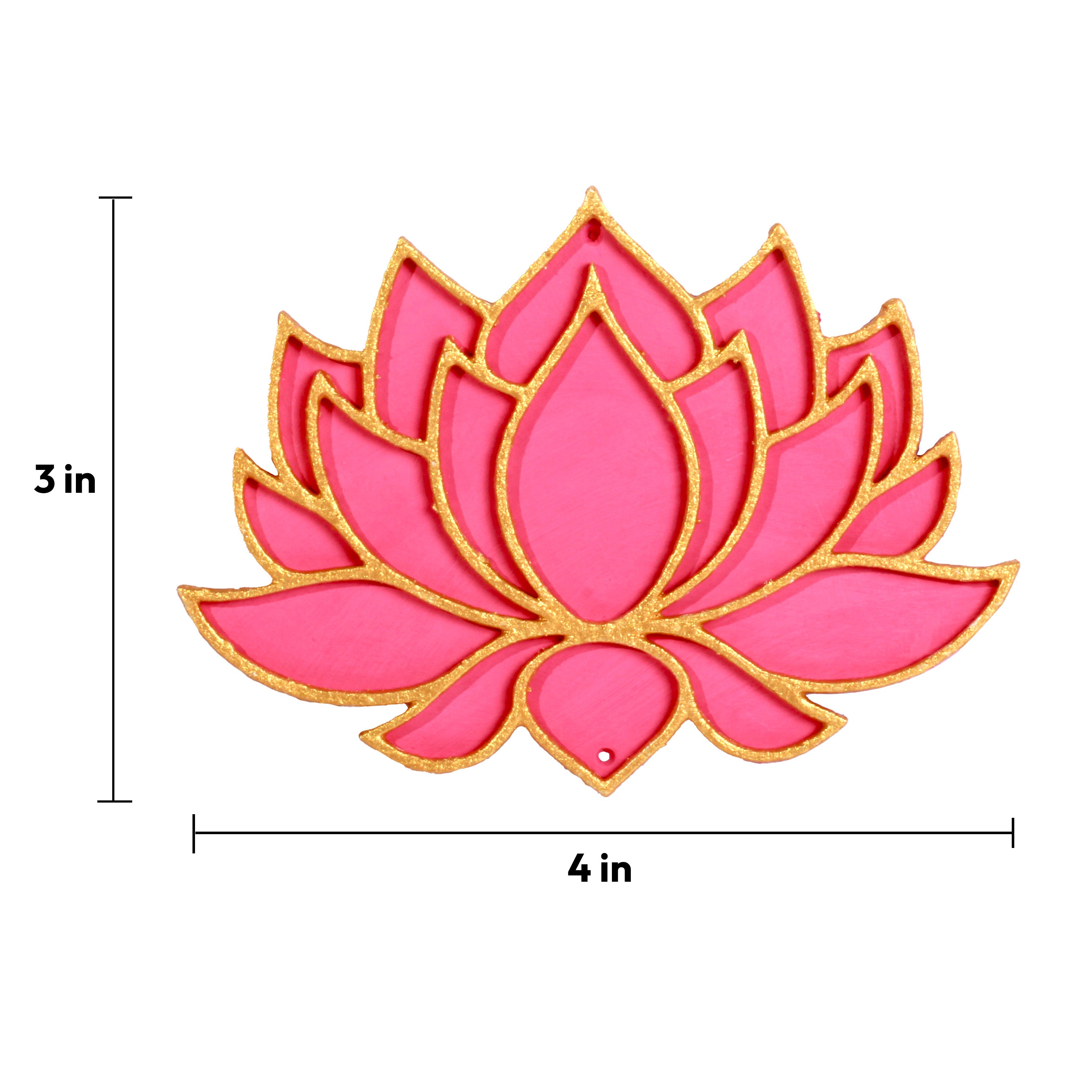 Lotus Hanging Decor Pink & Gold Approx 4 X 3inch 2mm Thick 1pc