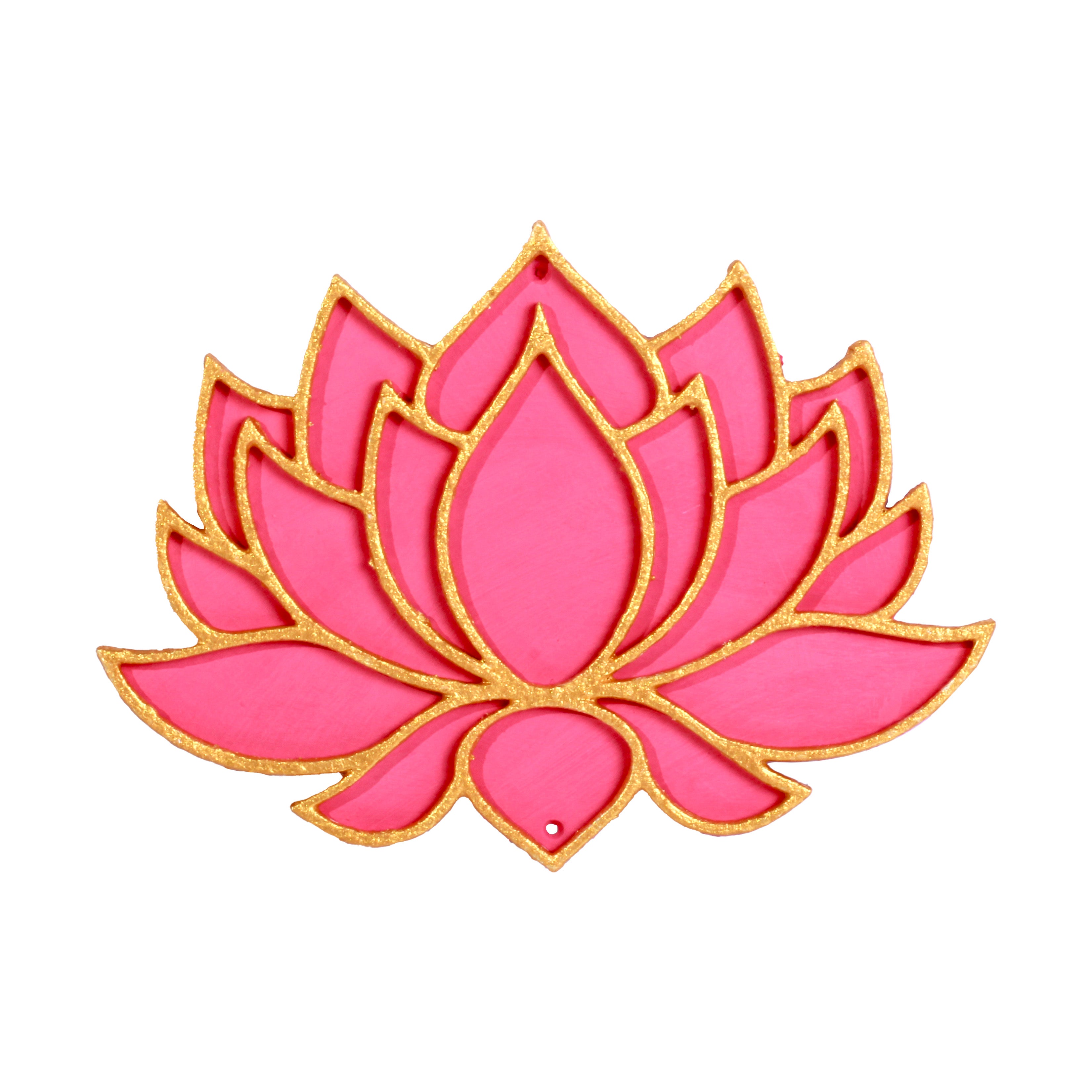 Lotus Hanging Decor Pink & Gold Approx 5 X 3.5inch 2mm Thick 1pc
