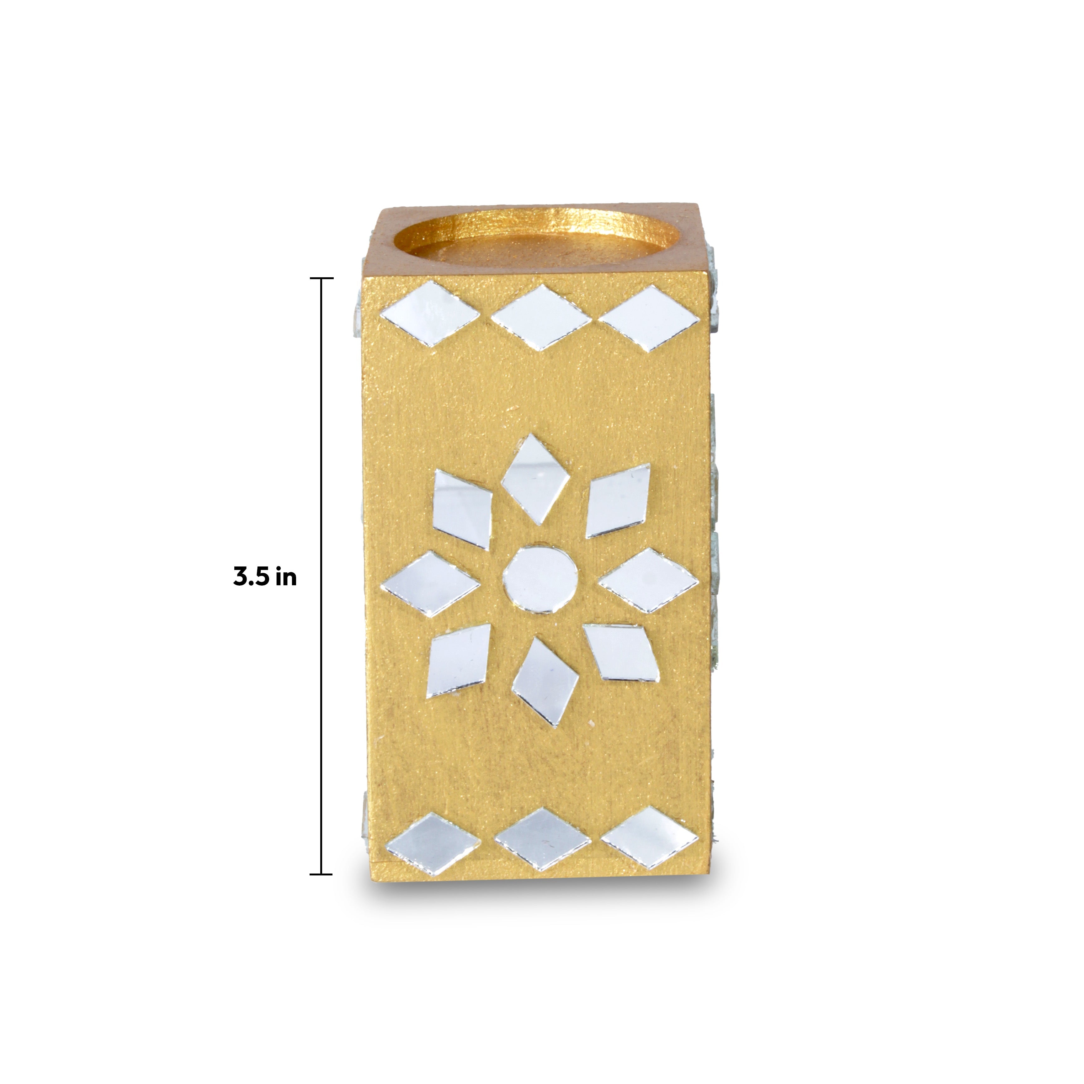 Mirror Art Tealight Holder Florista Gold 3.5inch 1pc ( Candle Included 1pc)