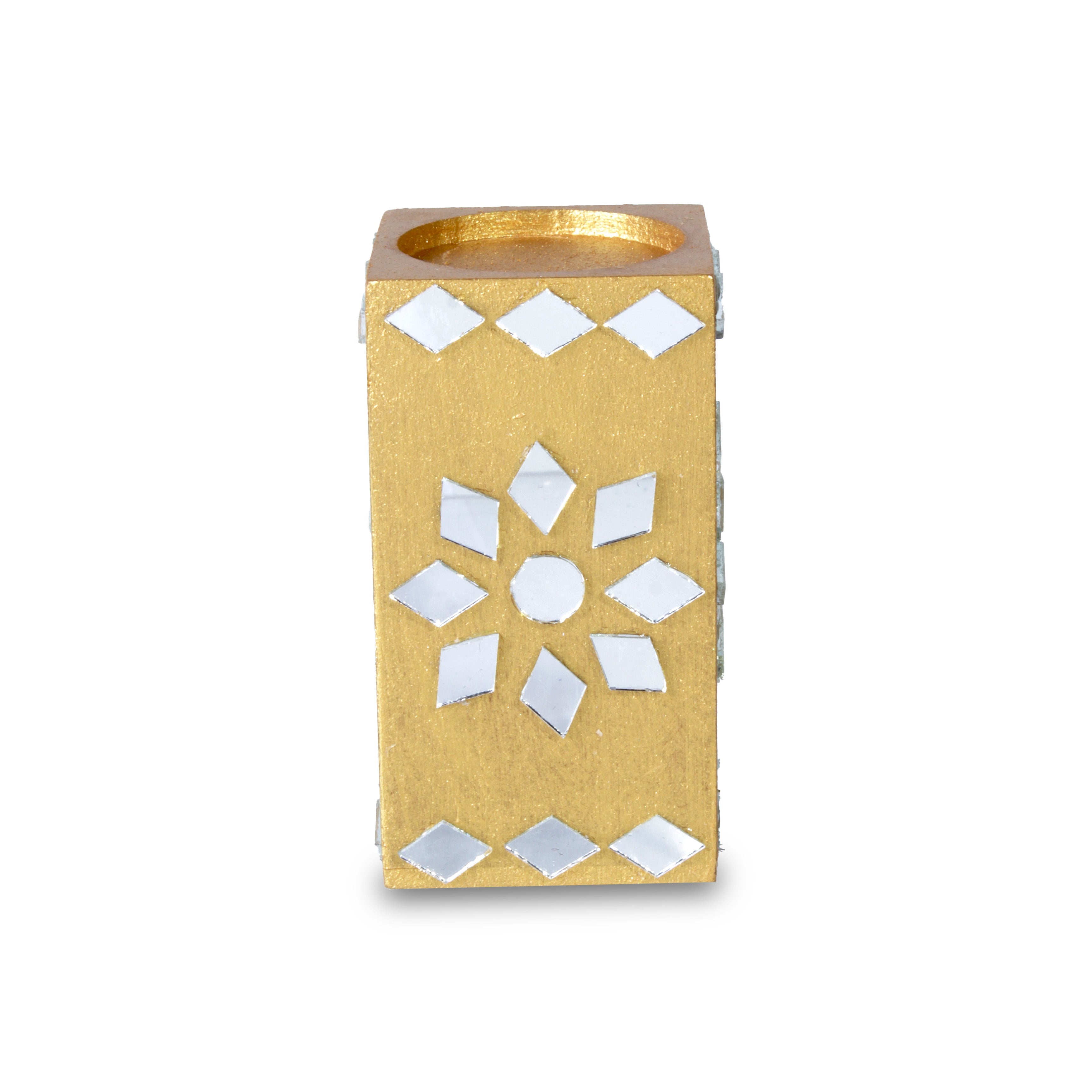 Mirror Art Tealight Holder Florista Gold 3.5inch 1pc ( Candle Included 1pc)