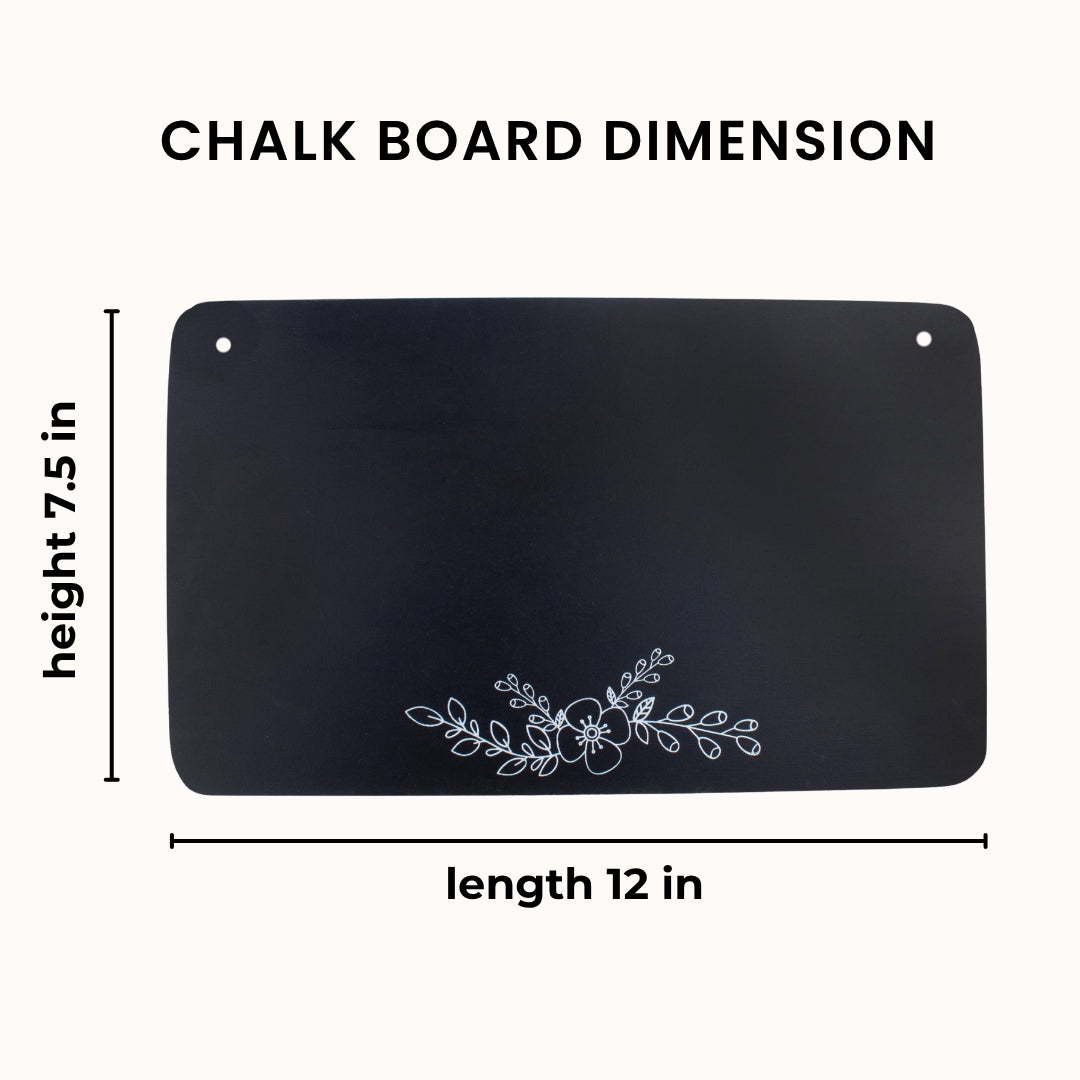 Creative Hanging Chalk Board Floral Touch Rectangular H7.5Inch x L12Inch 1pc