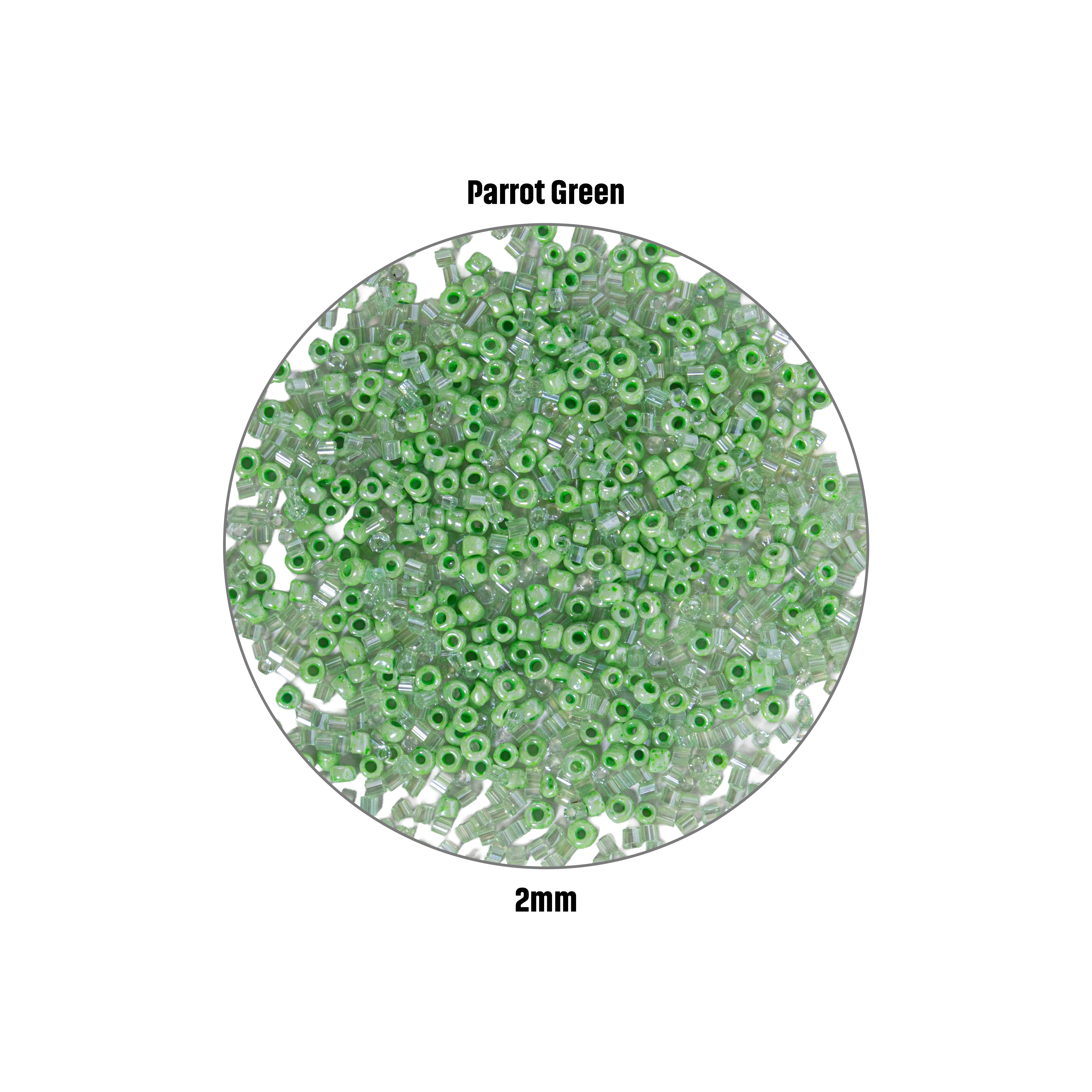 Seed Beads (White, Parrot Green & Yellow) 2mm 3 layer Each 10grm