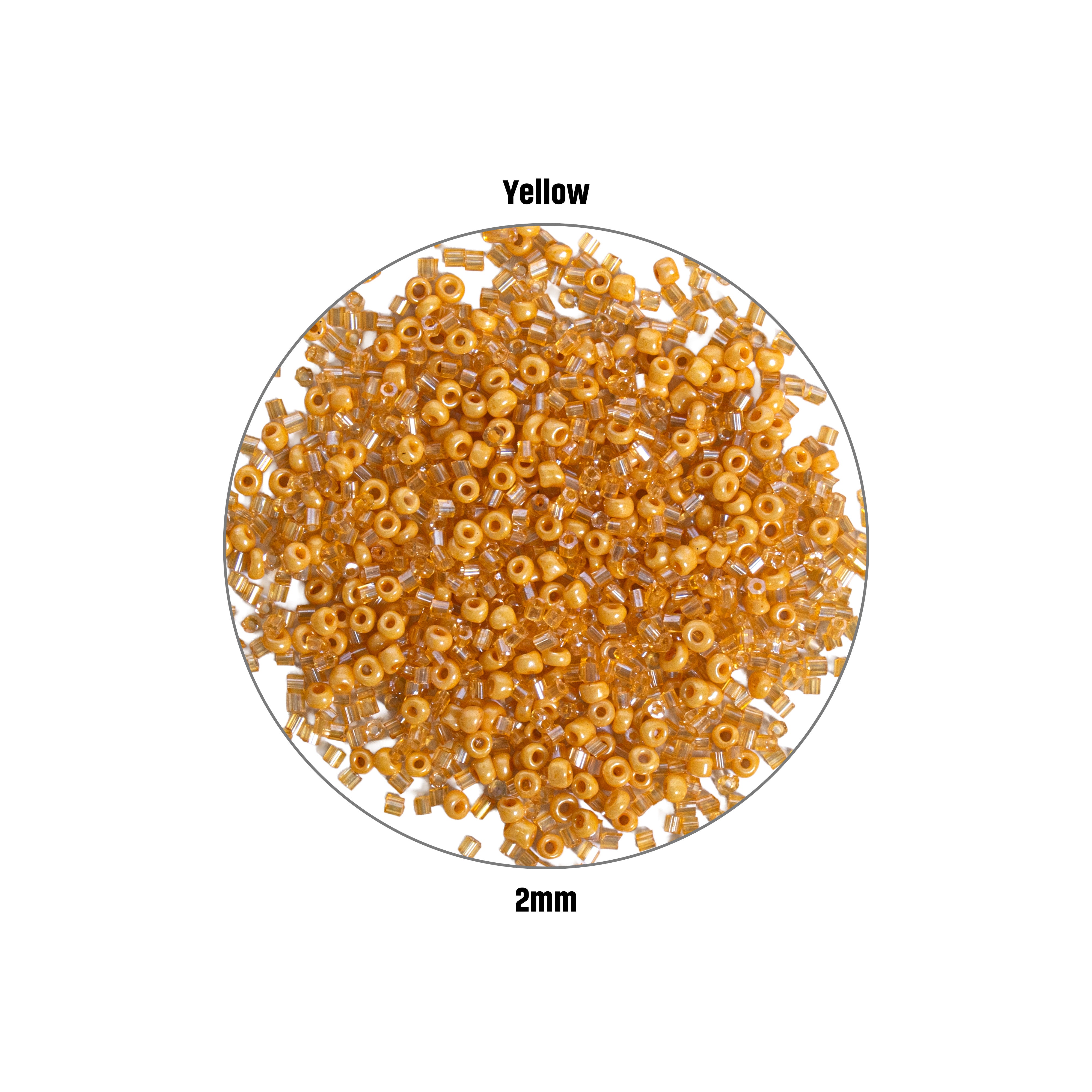 Seed Beads (White, Parrot Green & Yellow) 2mm 3 layer Each 10grm