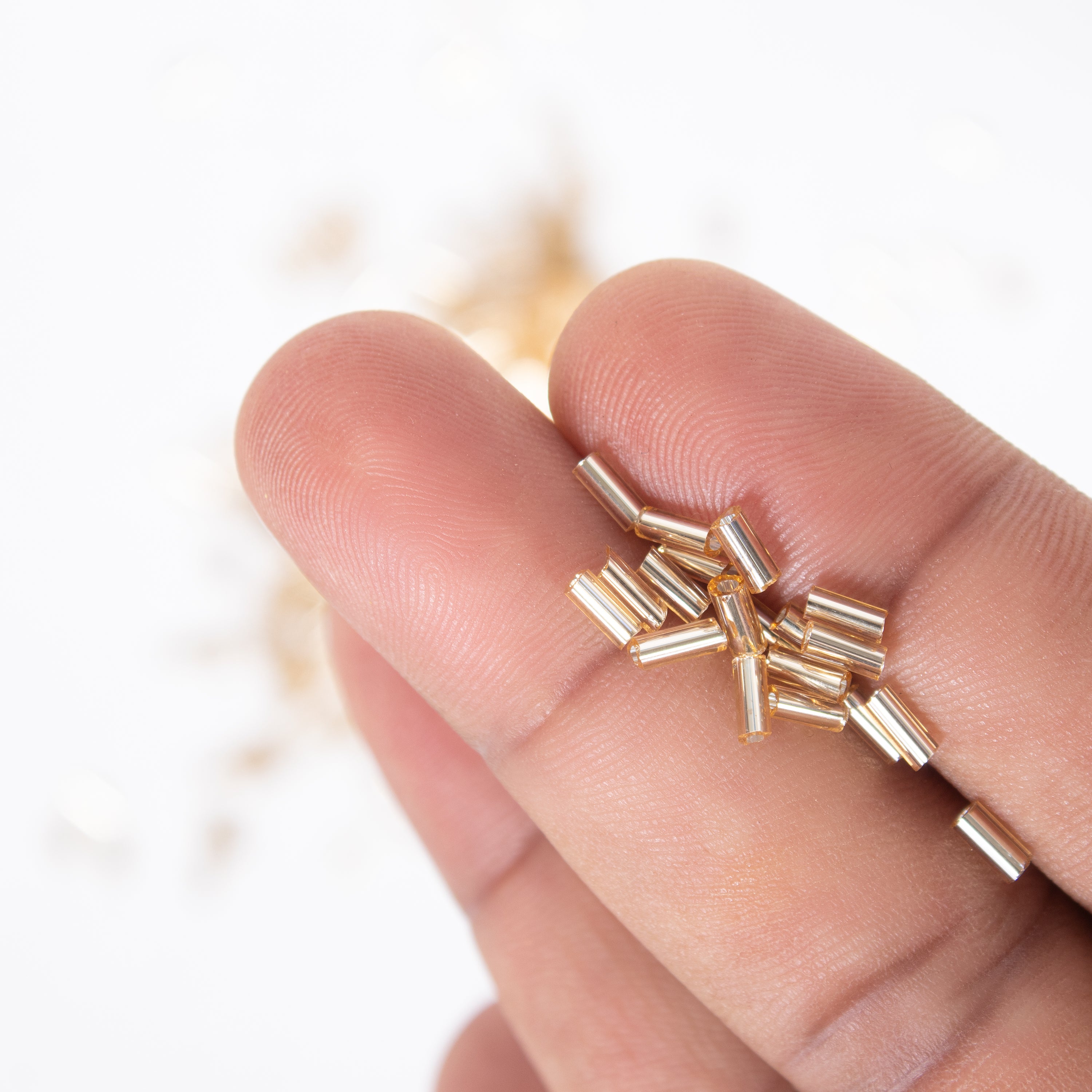 Buggle Beads (White Silver & Gold) 3mm 3 layer Each 10grm
