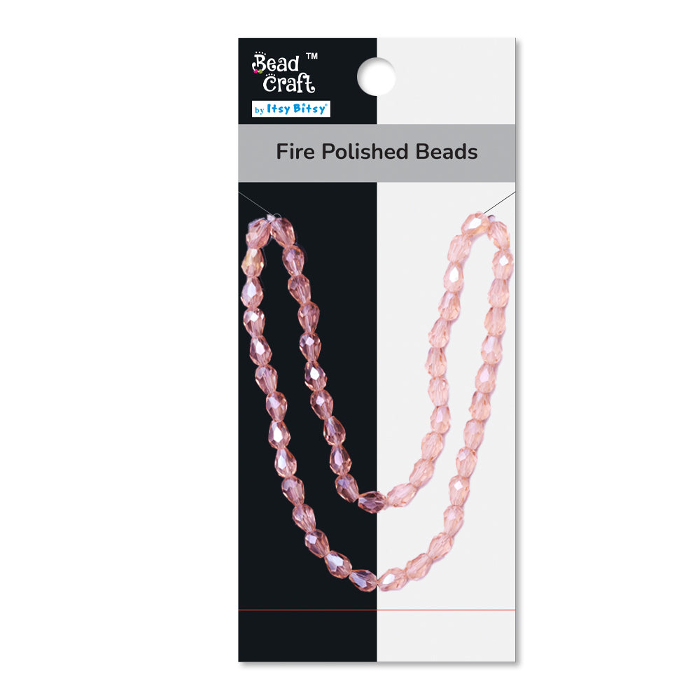 Fire Polished Beads Pink Diamond 6/8mm 1 String