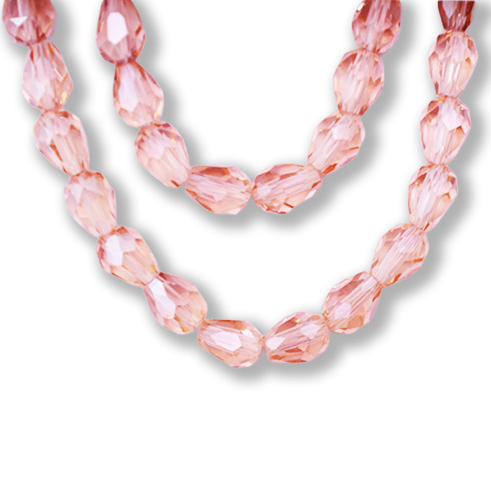 Fire Polished Beads Pink Diamond 6/8mm 1 String