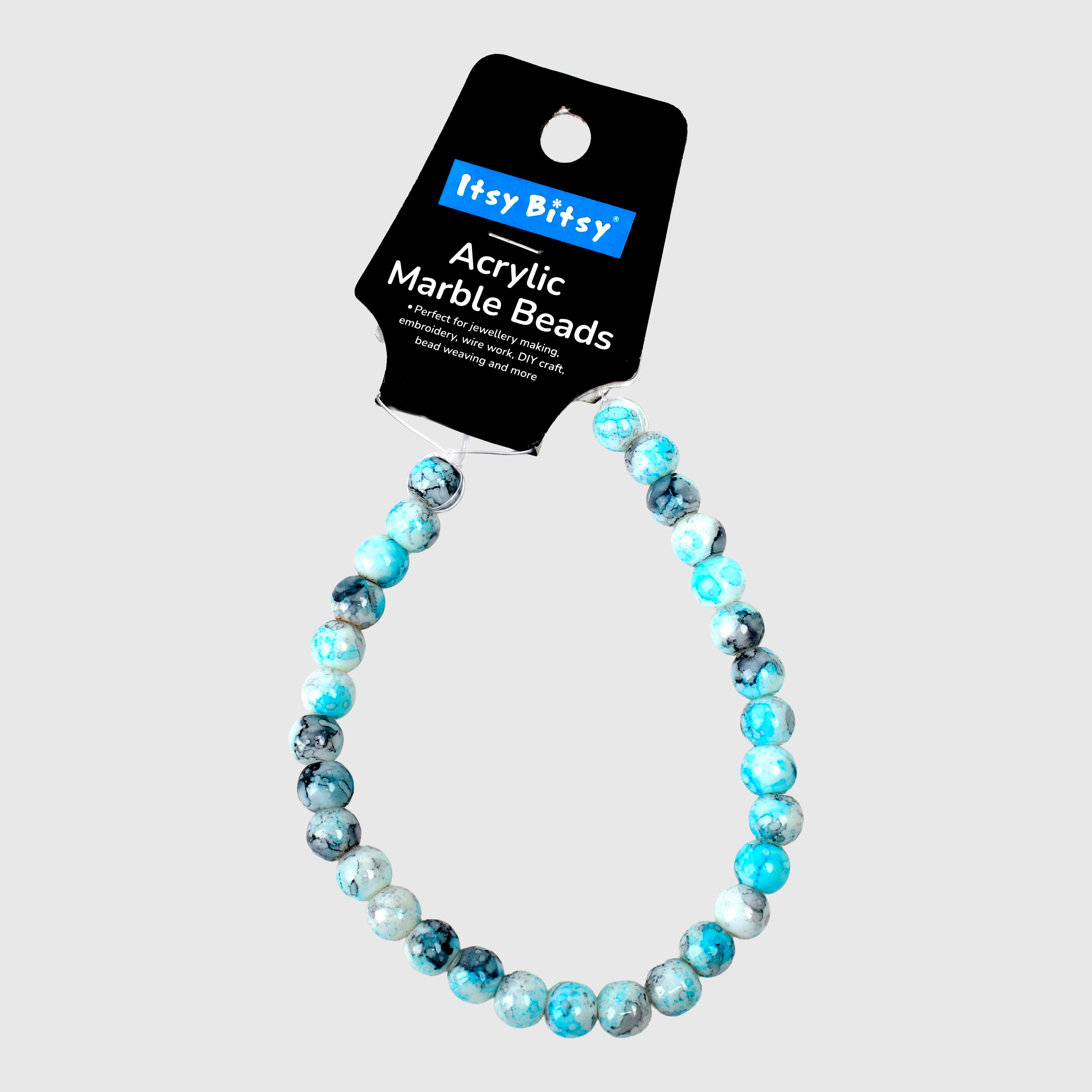 Acrylic Marble Beads Inky Fusion 1 String