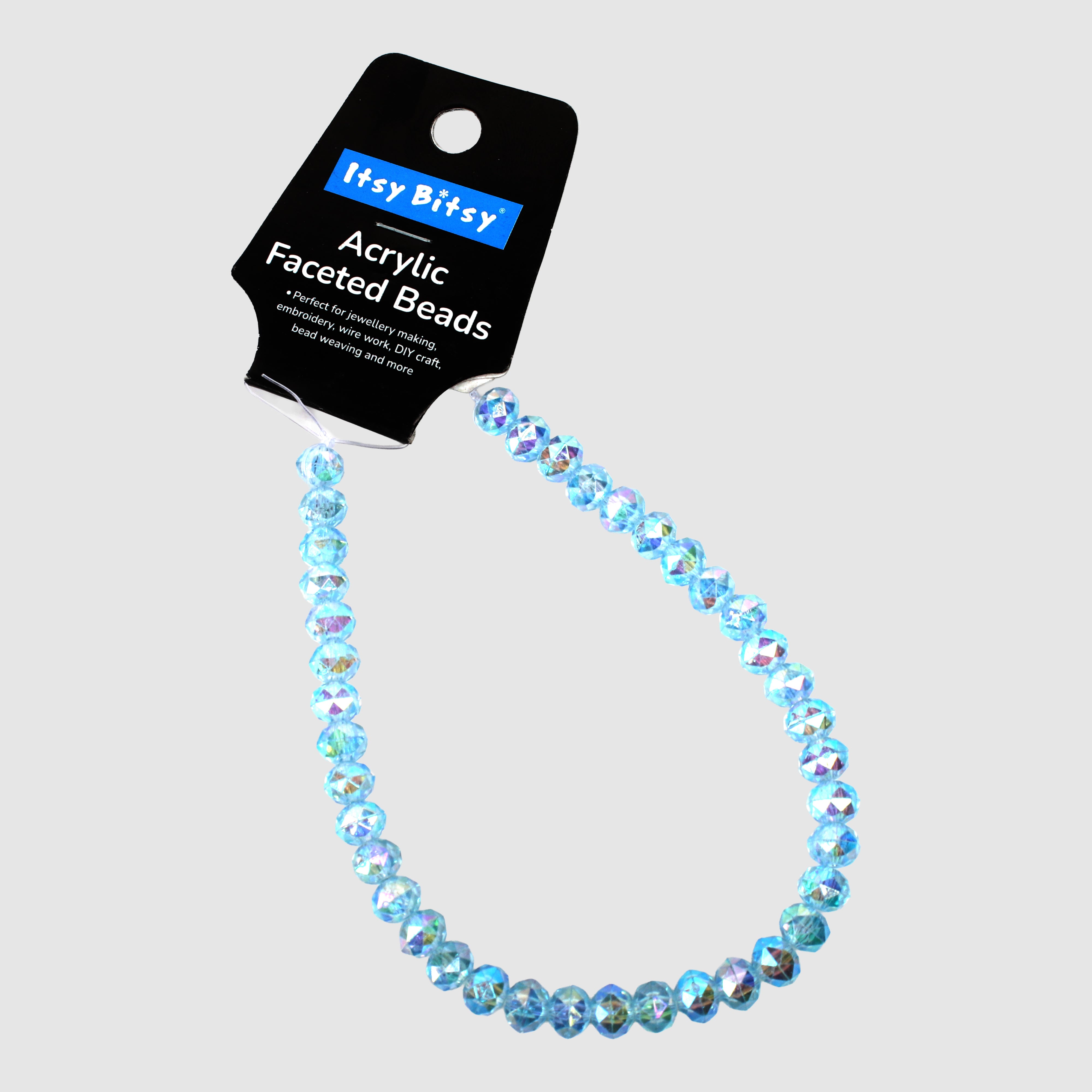 Acrylic Faceted Beads Sky Blue 1 String