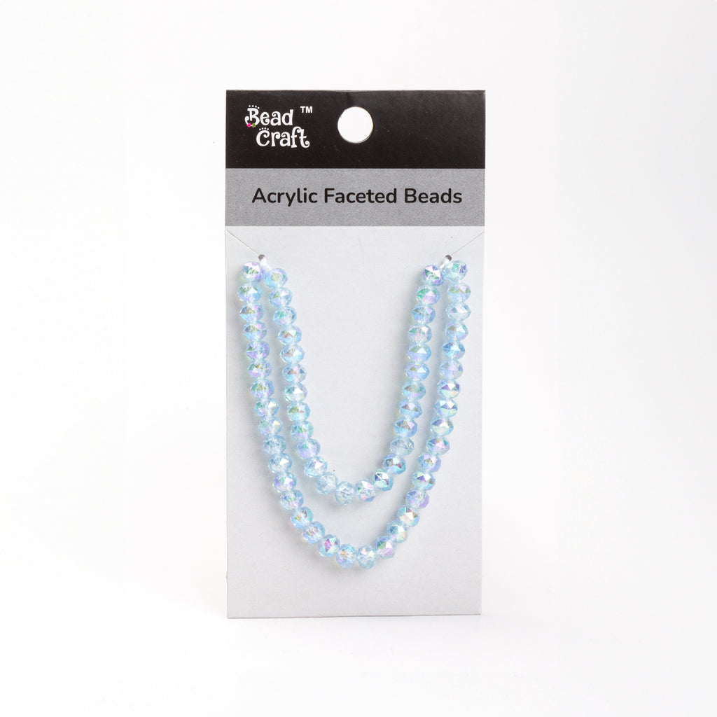 Acrylic Faceted Beads Sky Blue String