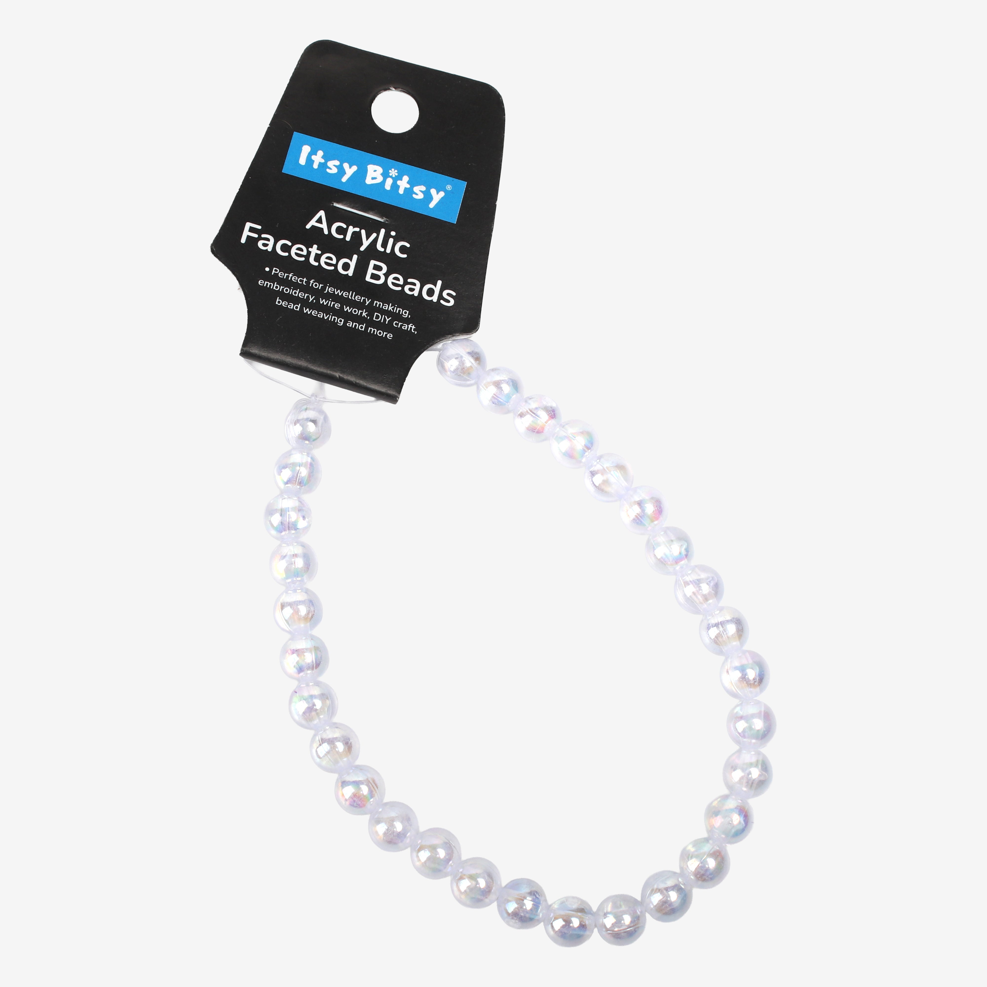 Acrylic Faceted Beads Clear Rainbow-1 1 String