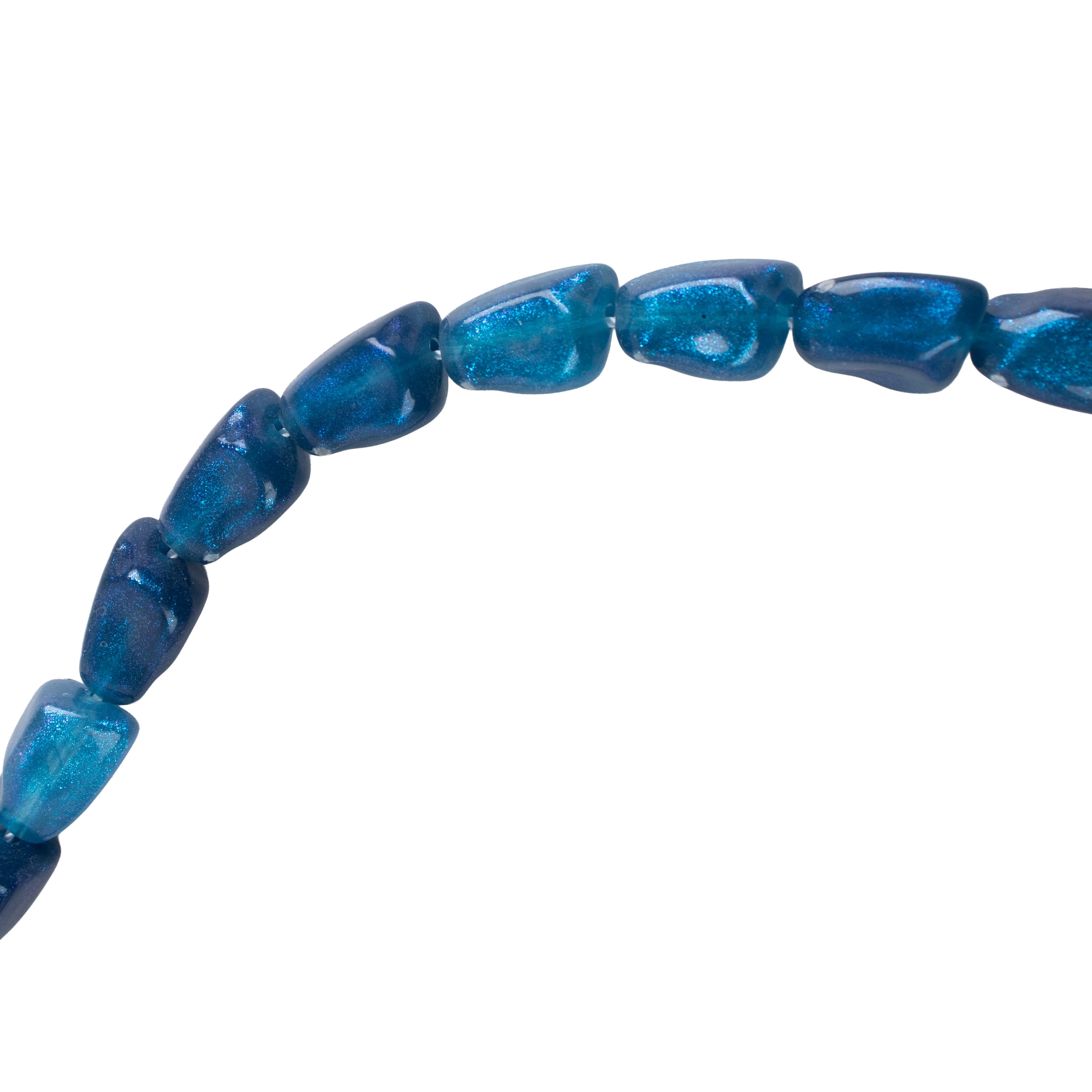 Designer Acrylic Beads Glassy Blue Approx 25gm 1 String