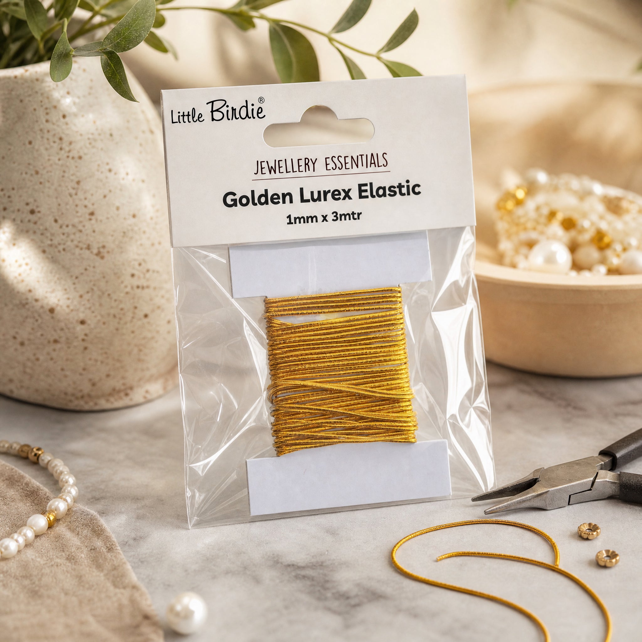 Lurex gold elastic 1mm 3mtr