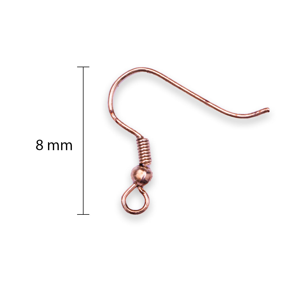 Jewellery Findings Ear Wire Hooks & Jump Rings 8Mm Rose Gold 40 Pcs