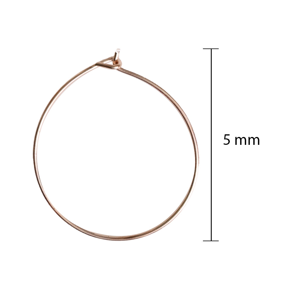 Jewellery Findings Ear Hoops Round 2.5Cm Dia Rose Gold6 Pcs