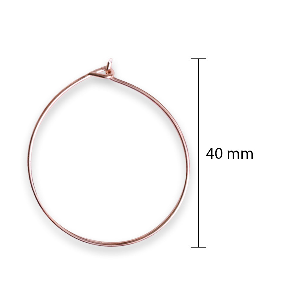 Jewellery Findings Ear Hoops Round 40Mm Dia Rose Gold 6 Pcs