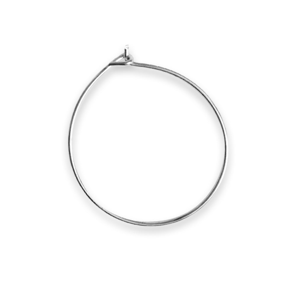 Jewellery Findings Ear Hoops Round 40Mm Dia Silver 6 Pcs
