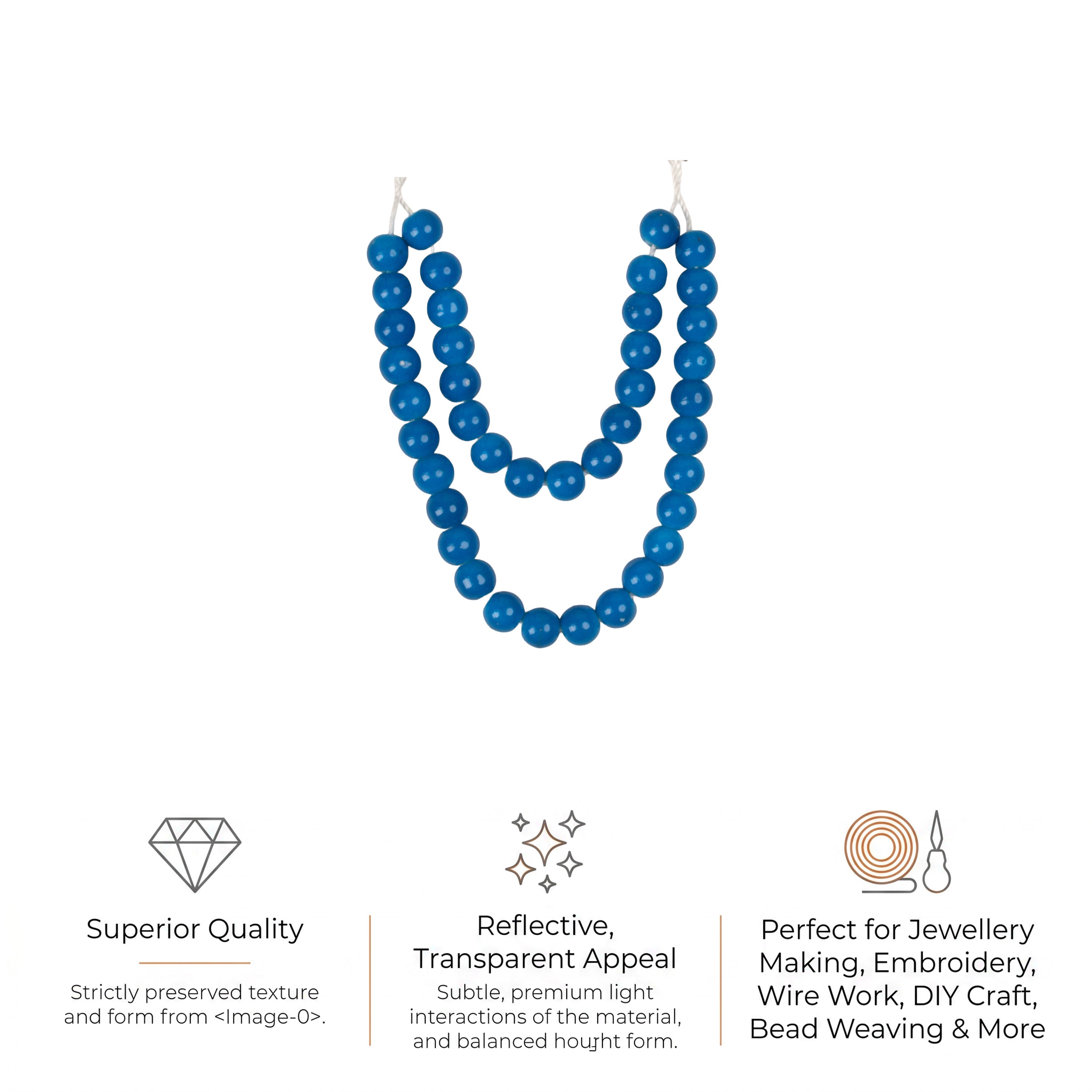 Glass Beads Round Azure Approx 8.27mm 1 String