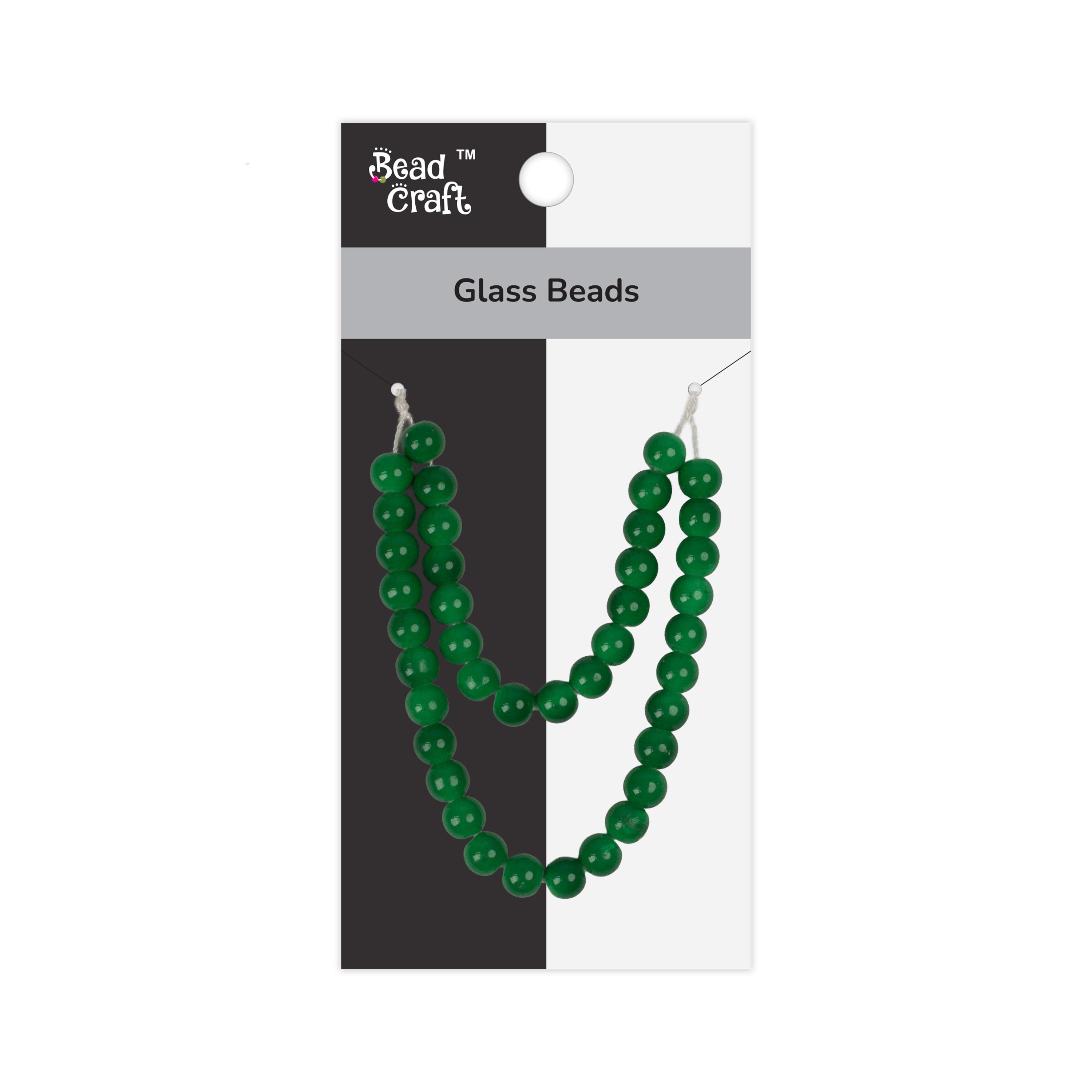 Glass Beads Round Emerald Green Approx 8.27mm 1 String