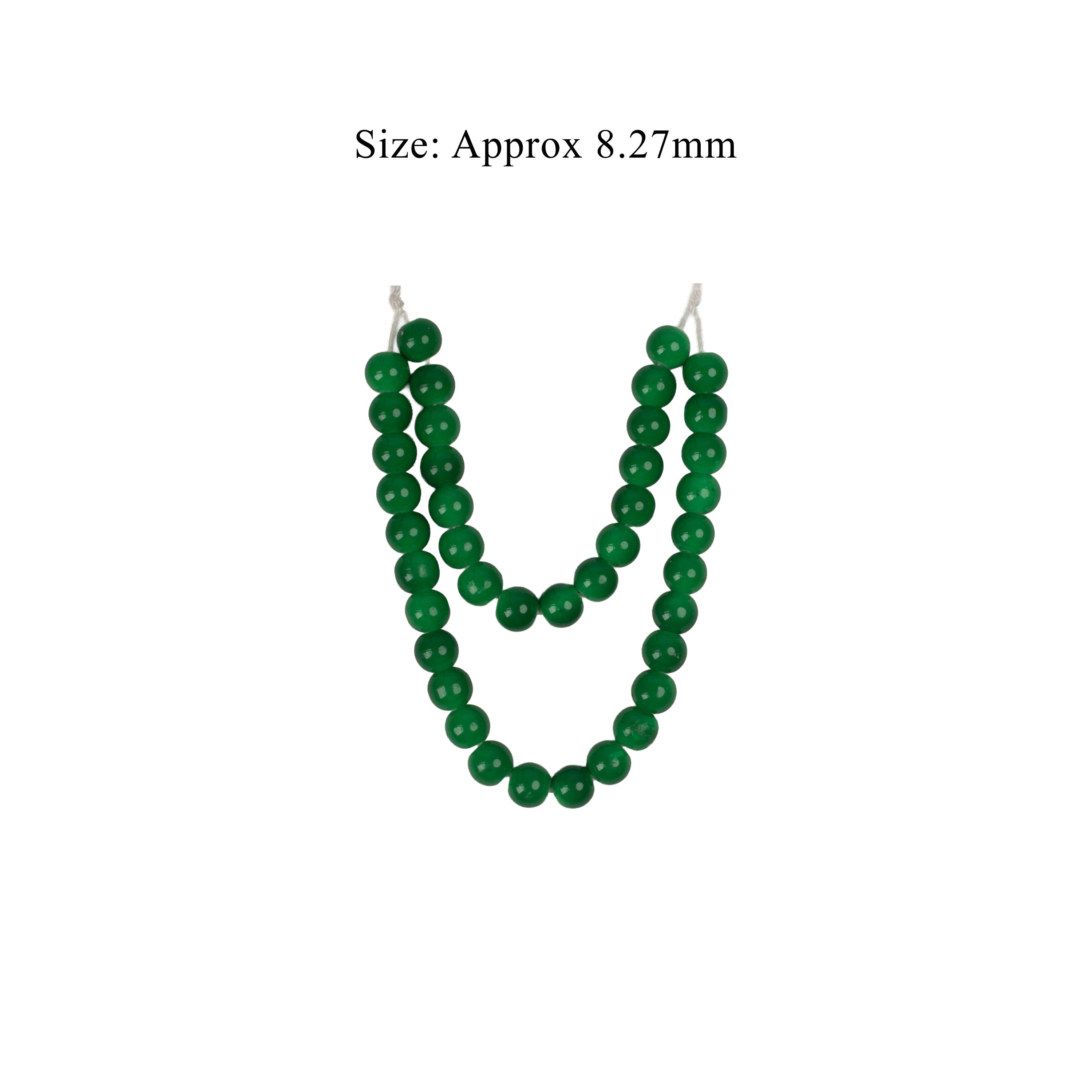 Glass Beads Round Emerald Green Approx 8.27mm 1 String
