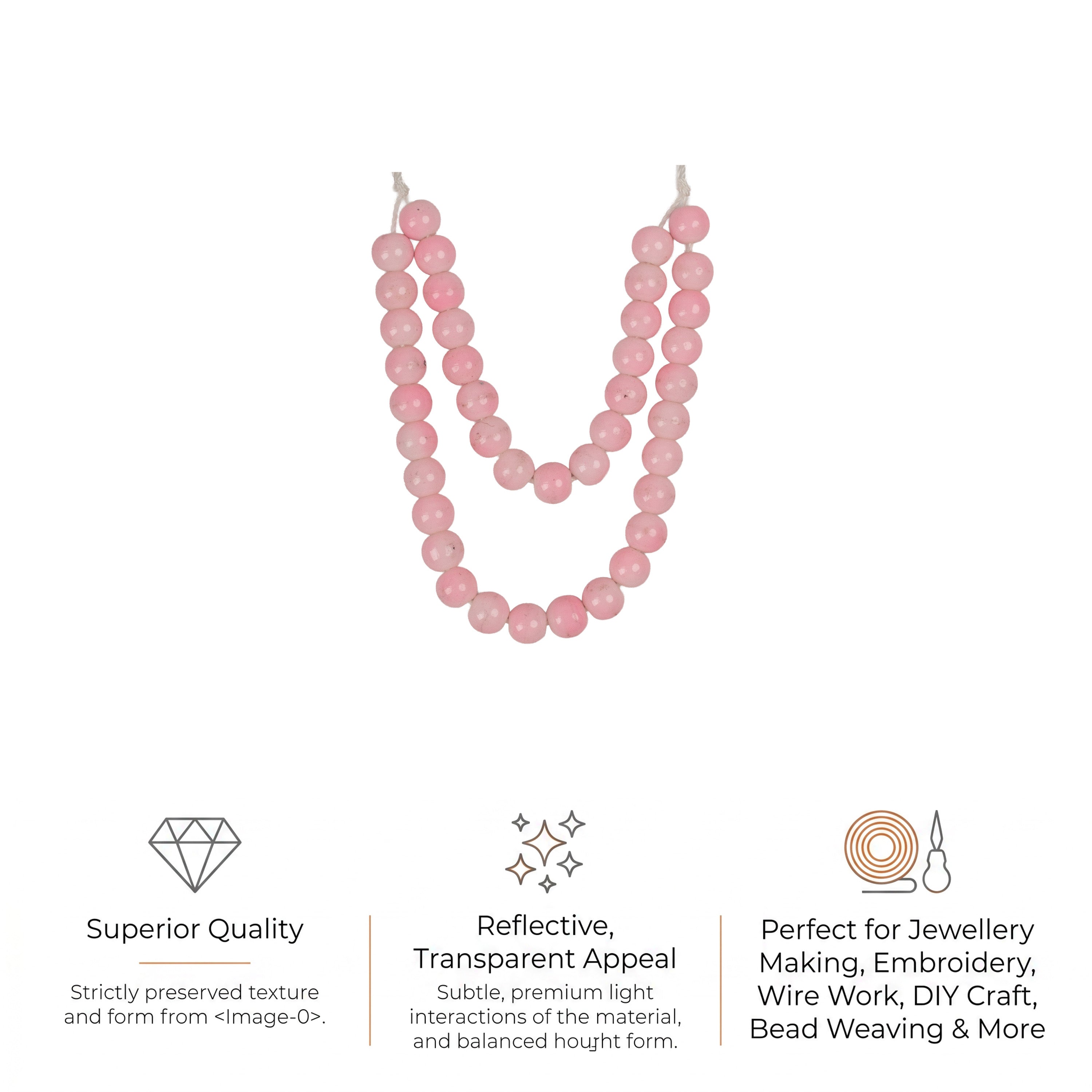 Glass Beads Round Blush Pink Approx 8.27mm 1 String