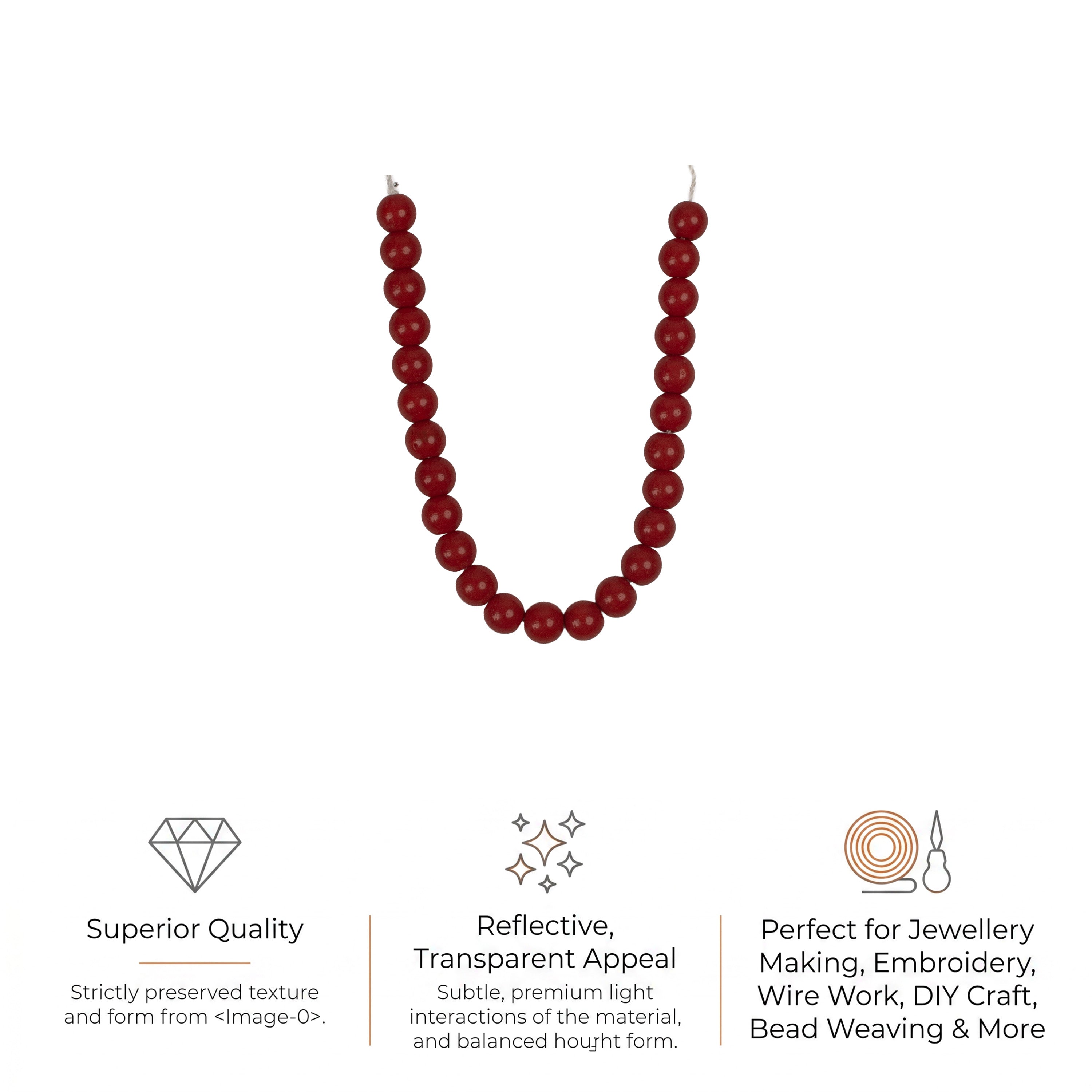 Glass Beads Round Ruby Red Approx 7.70mm 1 String