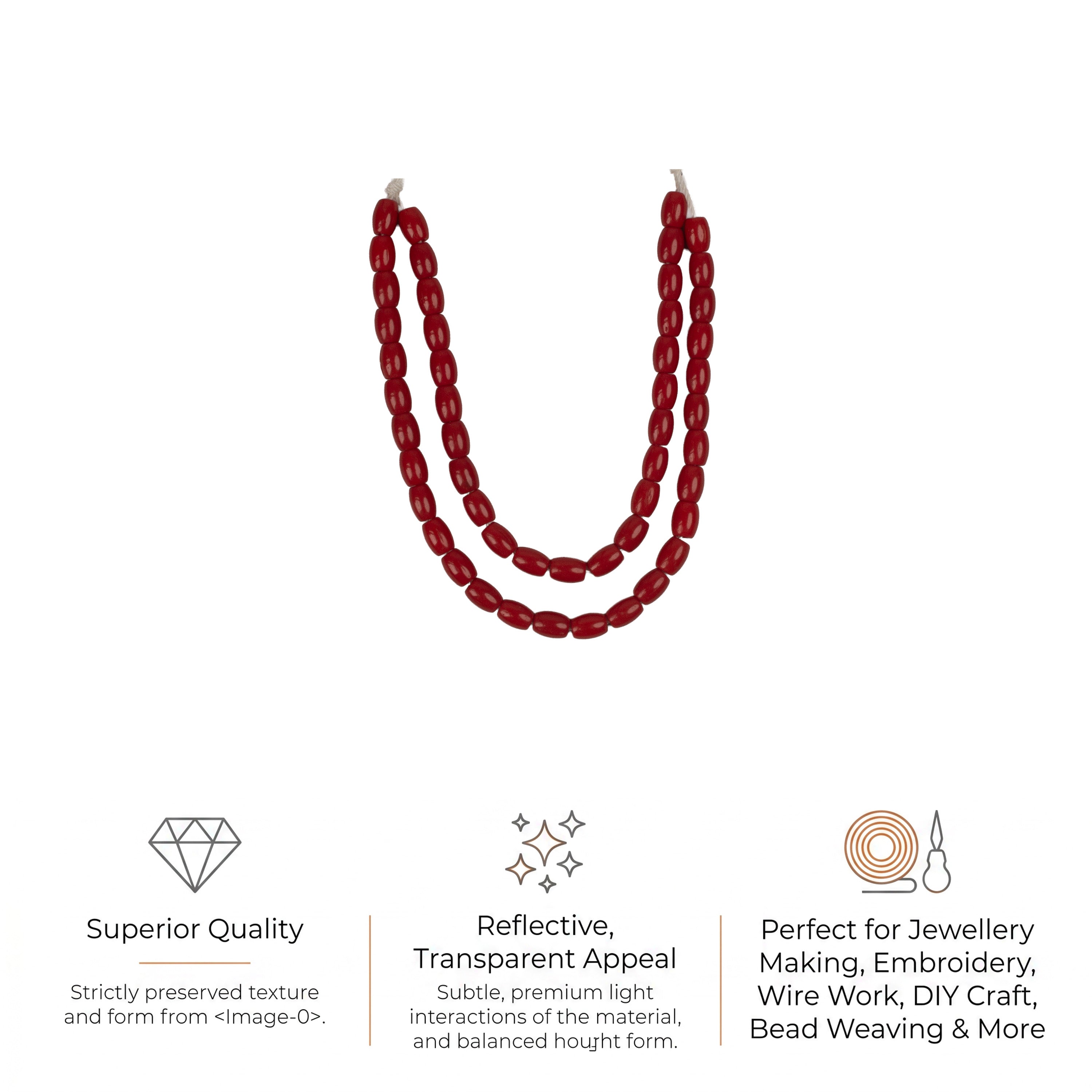 Glass Beads Oval Ruby Red Approx 5.80mm 1 String