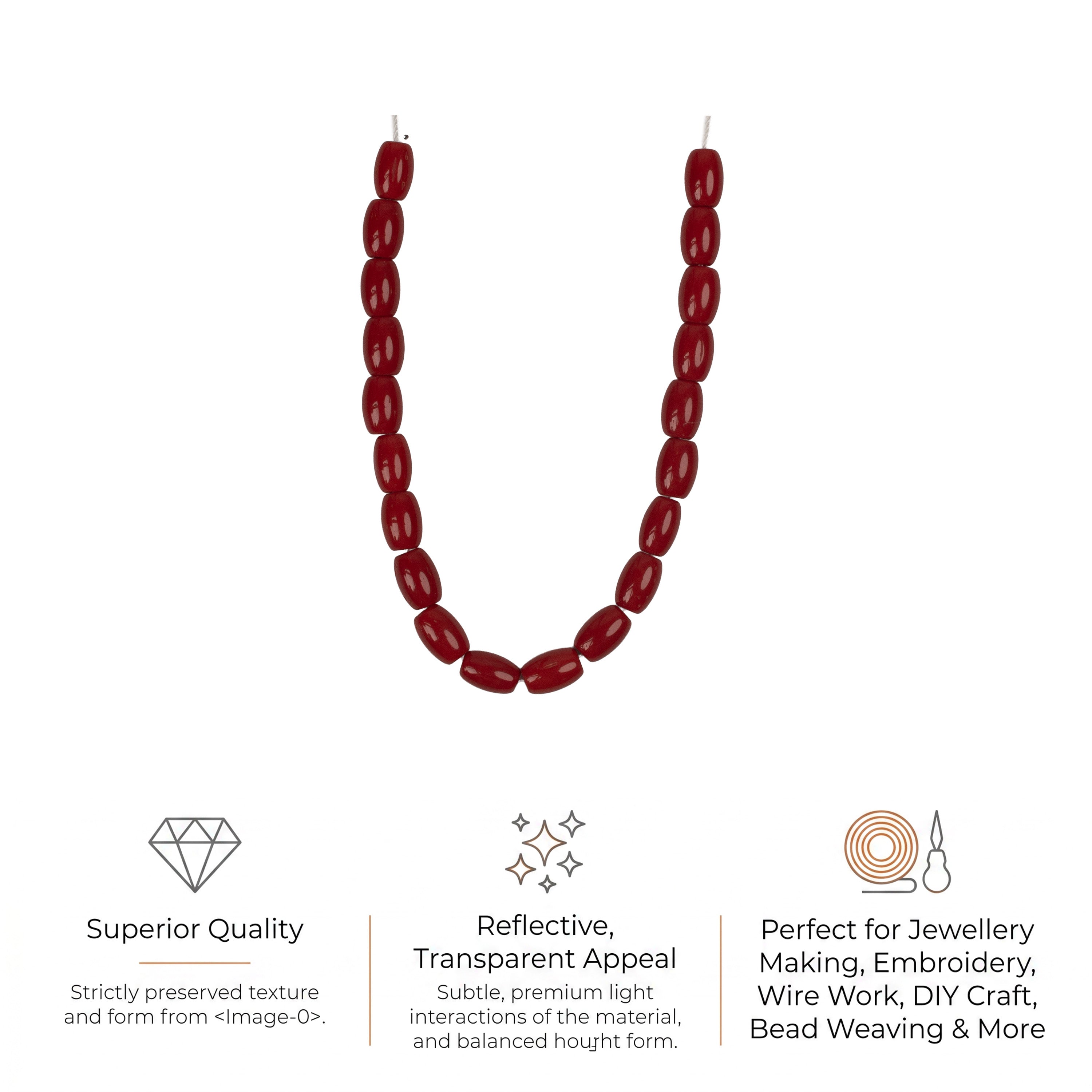 Glass Beads Oval Ruby Red Approx 8.19mm 1 String