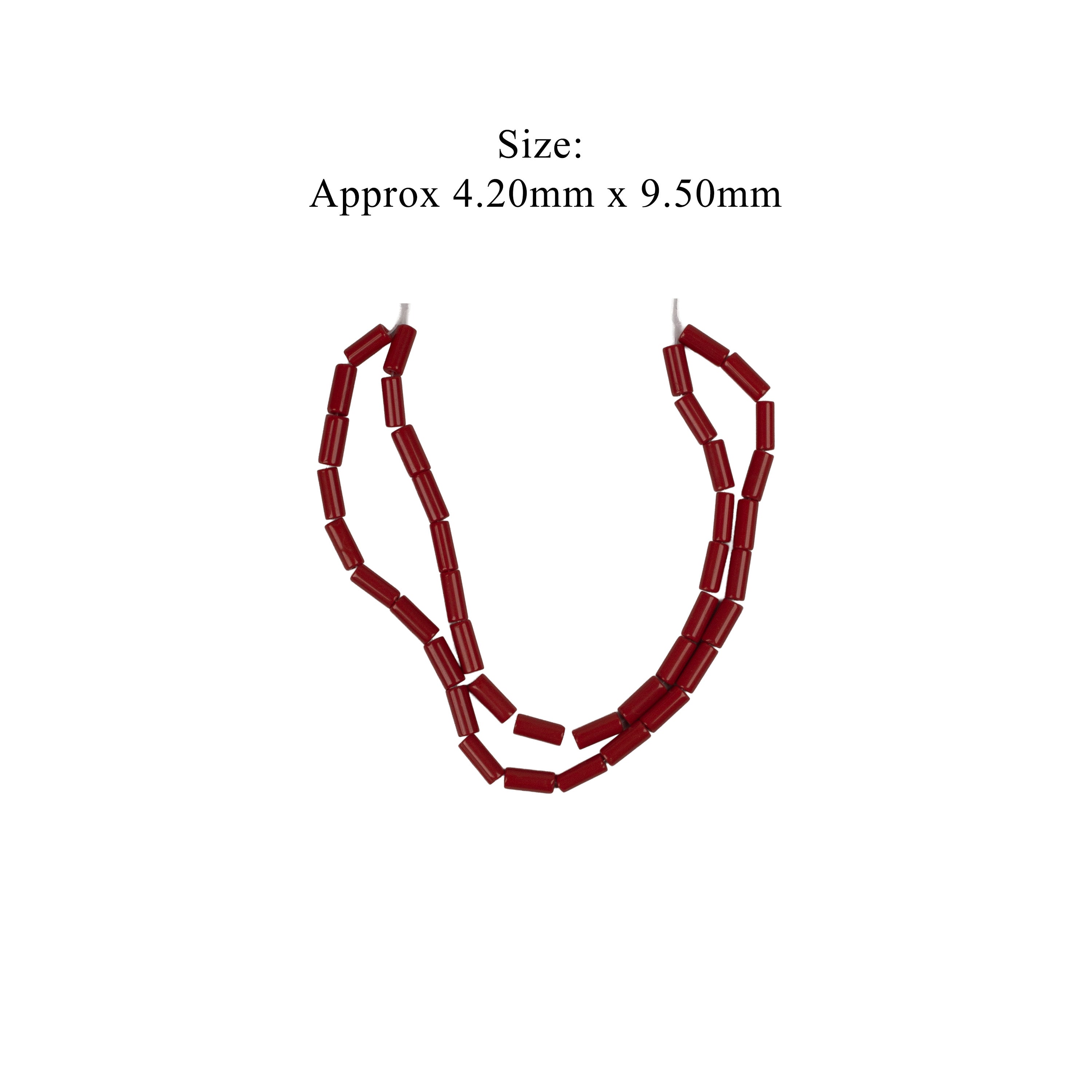 Glass Beads Tube Ruby Red Approx 4.20X9.50mm 1 String