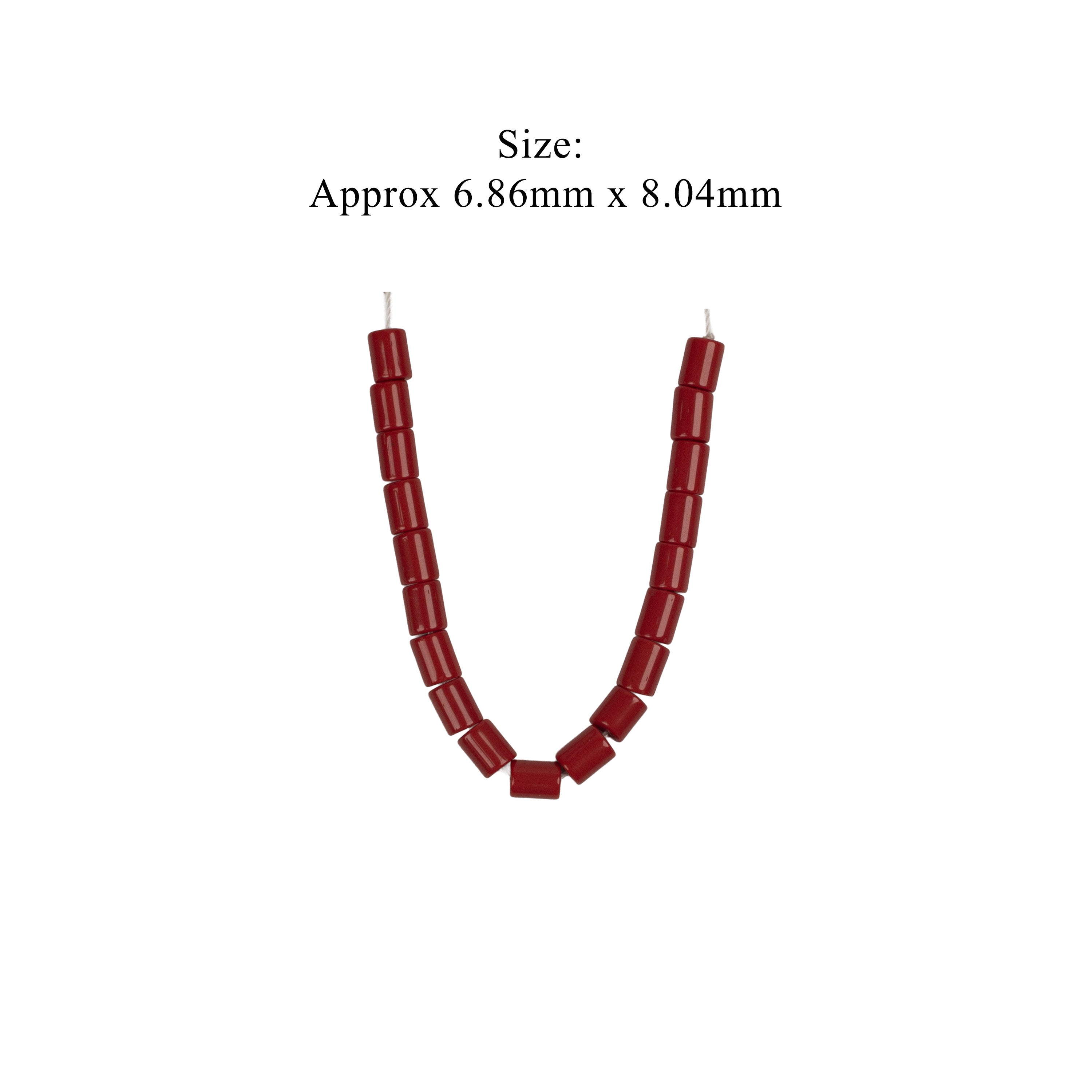 Glass Beads Tube Ruby Red Approx 6.86X8.04mm 1 String