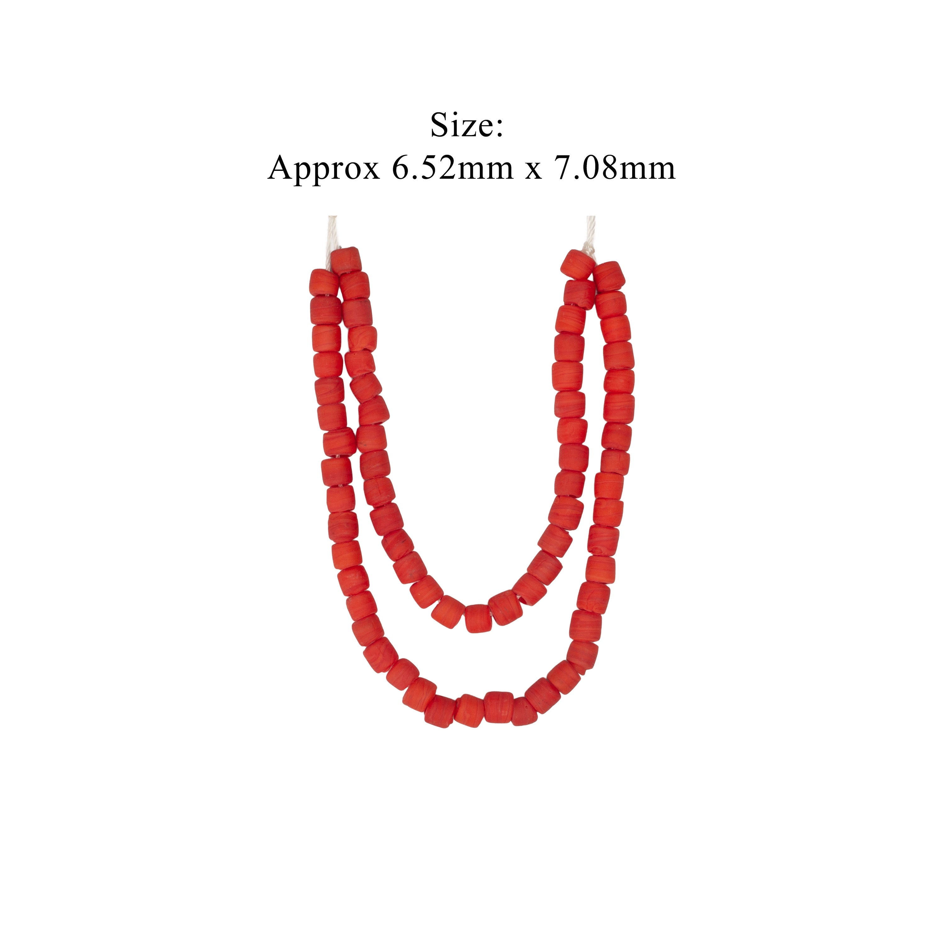 Glass Beads Drum Shape Ruby Red Approx 6.52X7.08mm 30gm 1 String