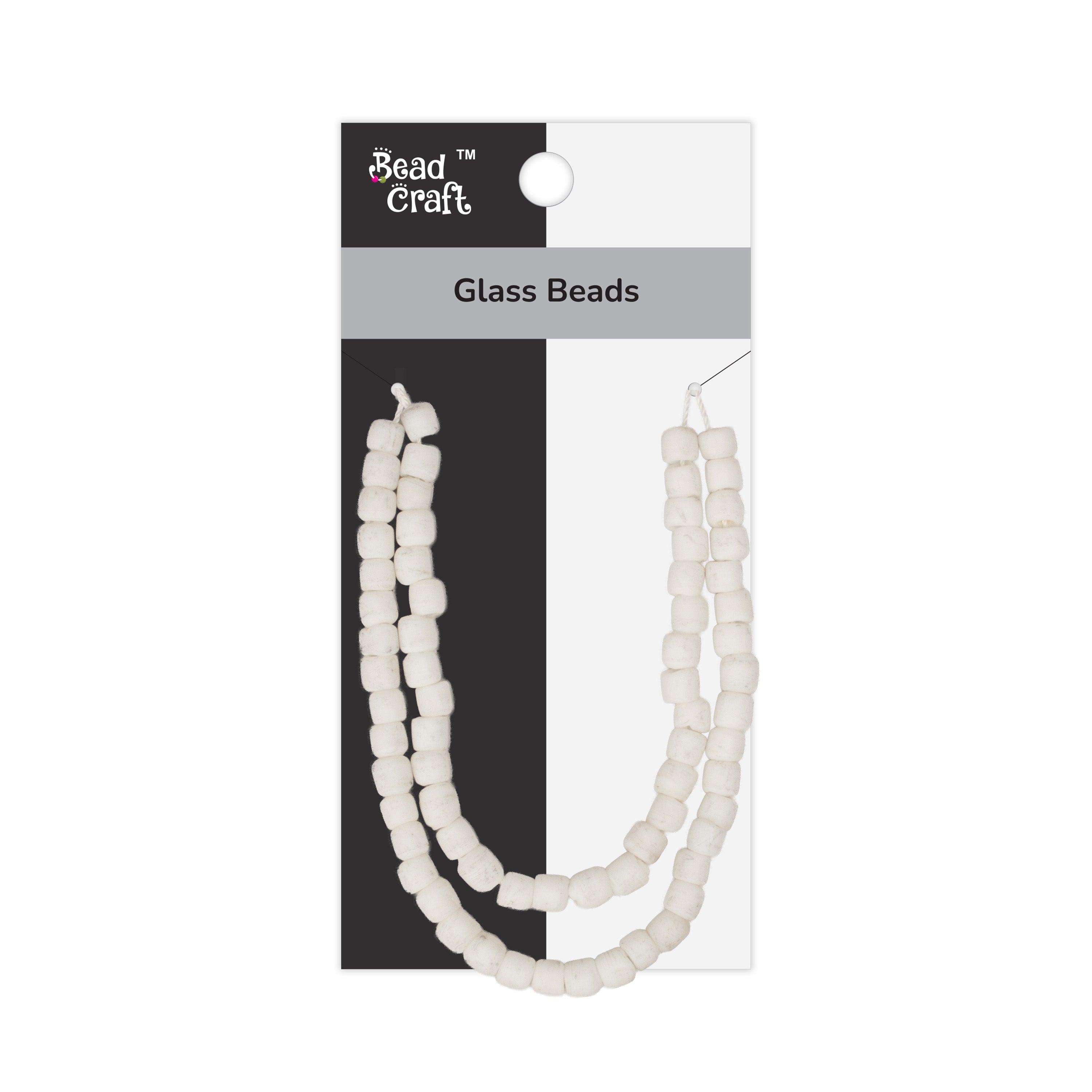 Glass Beads Drum Shape White Approx 6.52X7.08mm 30gm 1 String