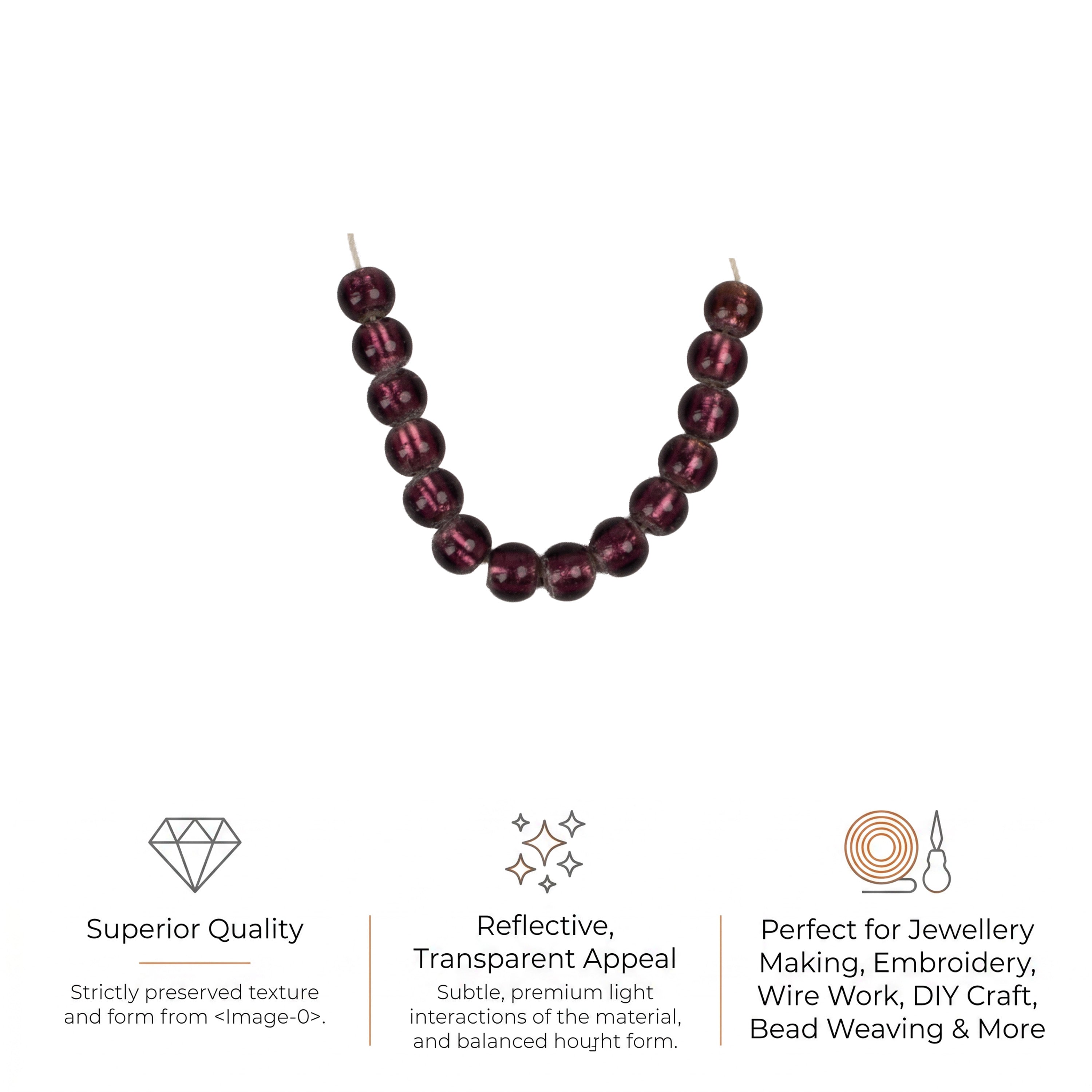 Glass Beads Drum Shape Plum Approx 9.53X8.35mm 15gm 1 String