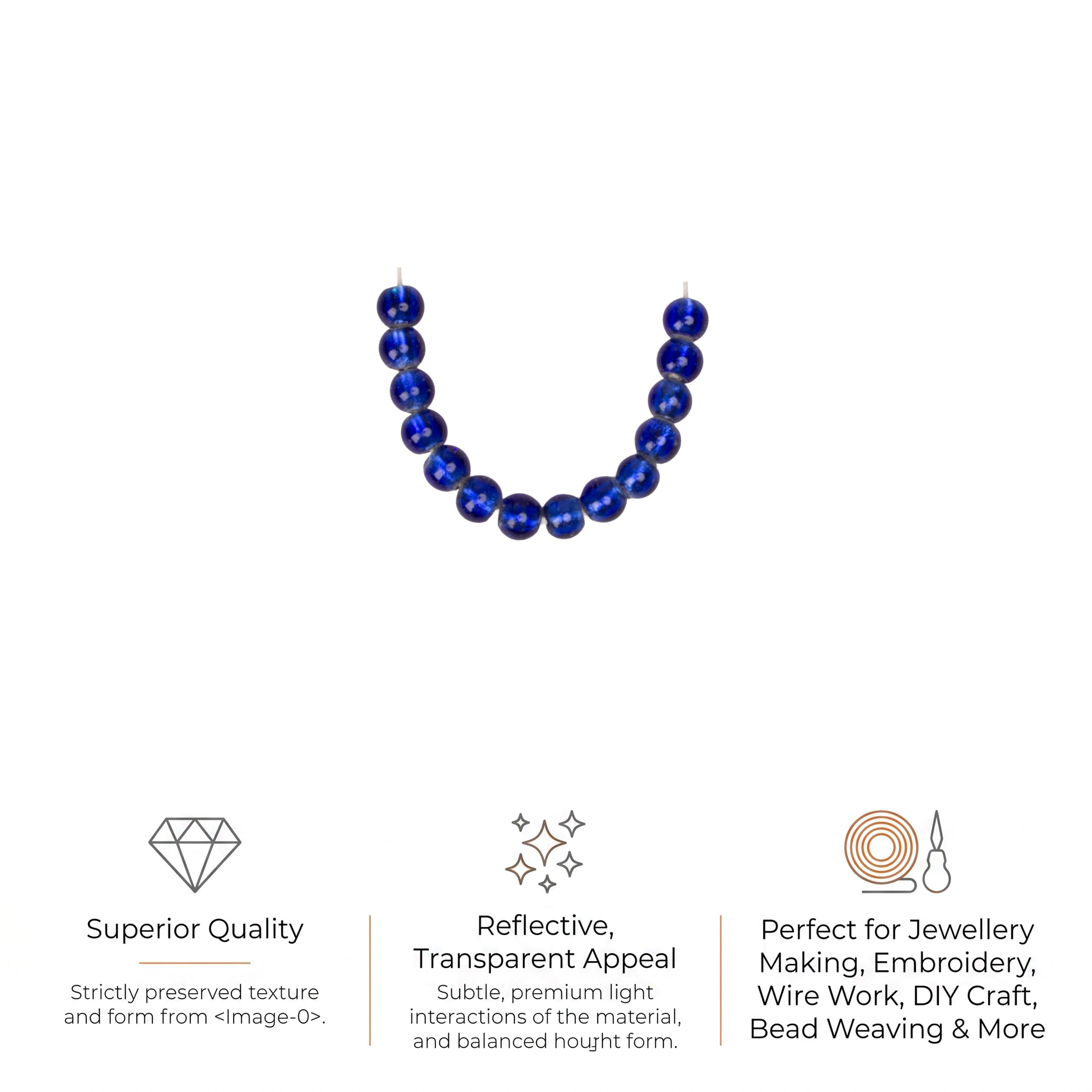 Glass Beads Drum Shape Royal Blue Approx 9.53X8.35mm 15gm 1 String