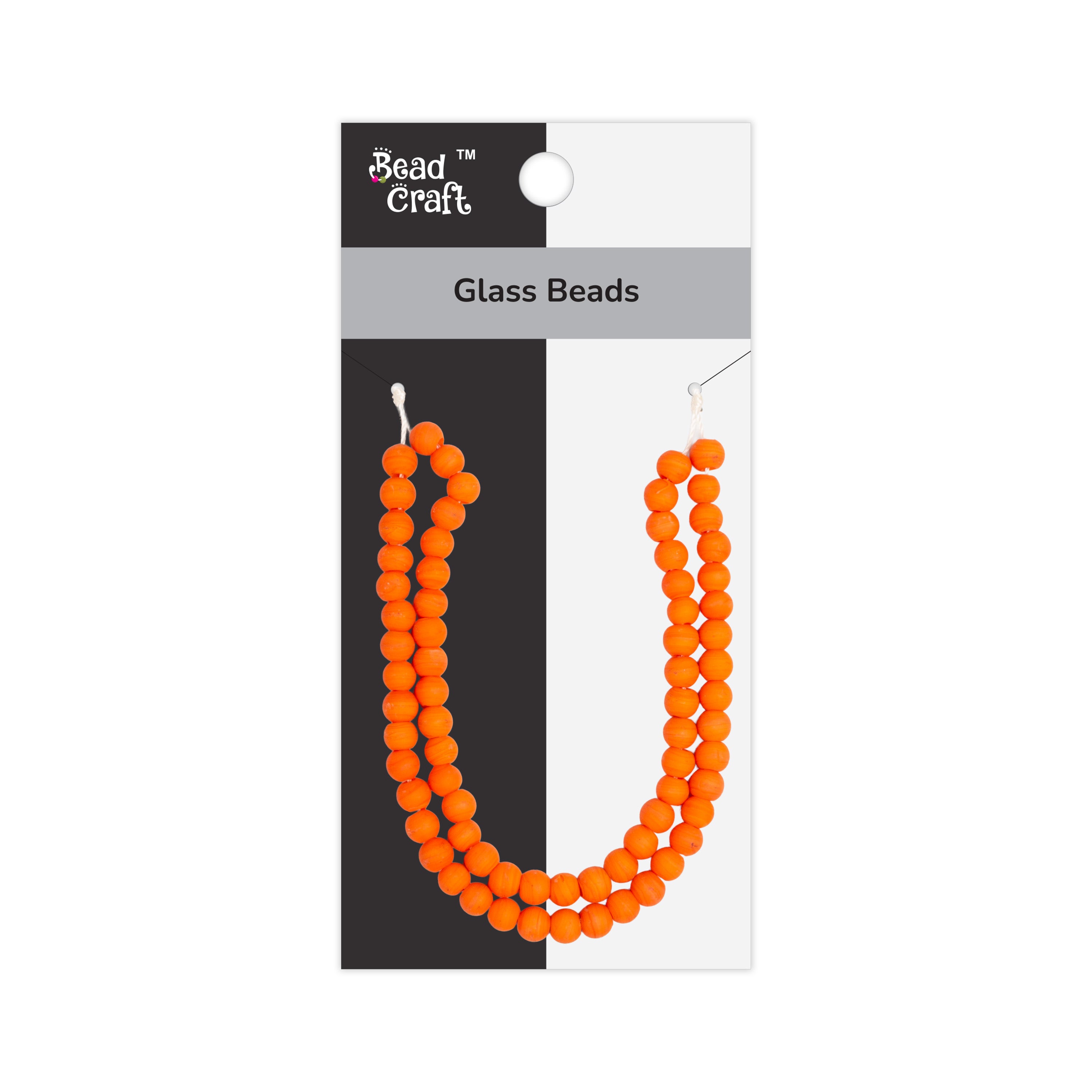 Glass Beads Round Shape Bright orange Approx 6.13X7.48mm 30gm 1 String