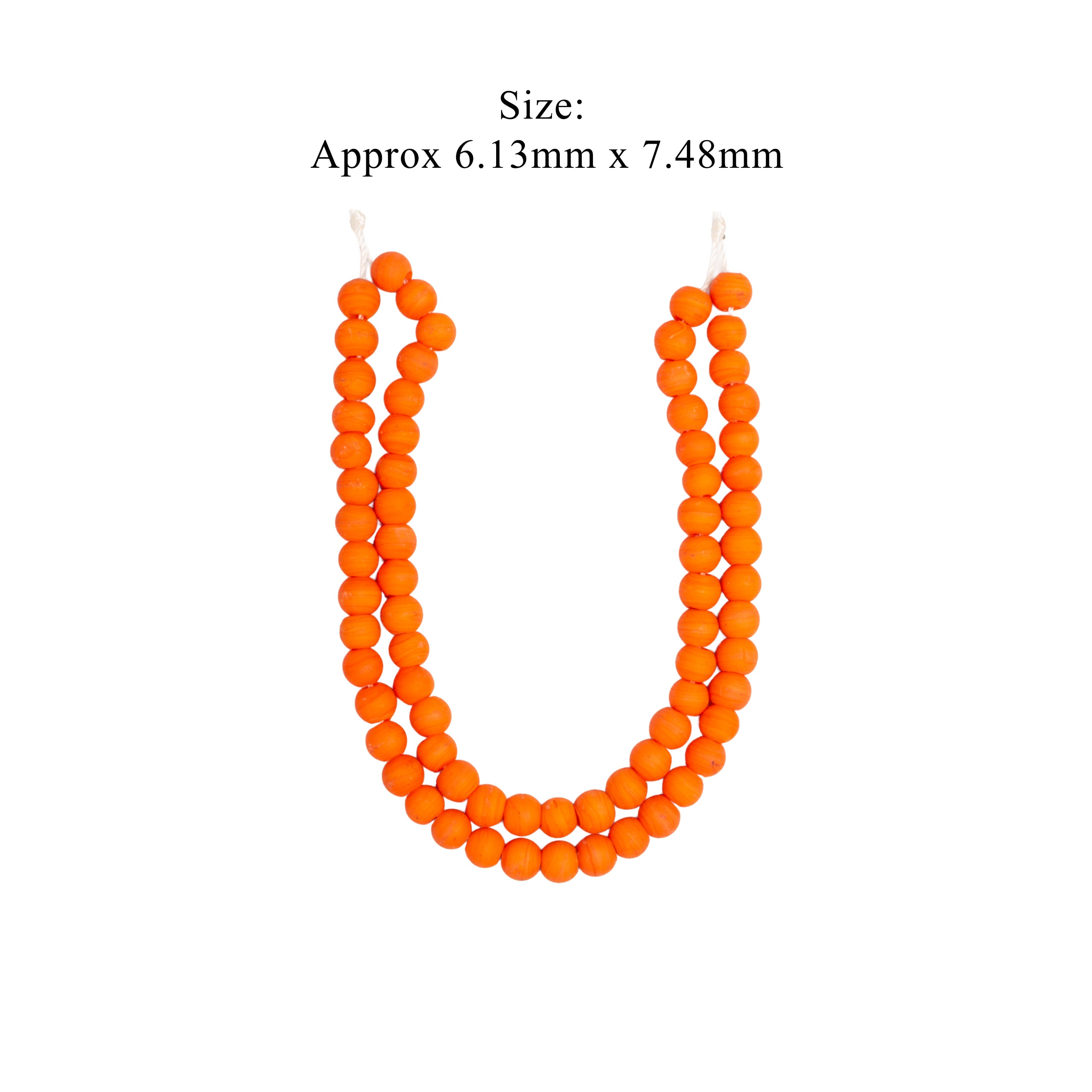 Glass Beads Round Shape Bright orange Approx 6.13X7.48mm 30gm 1 String