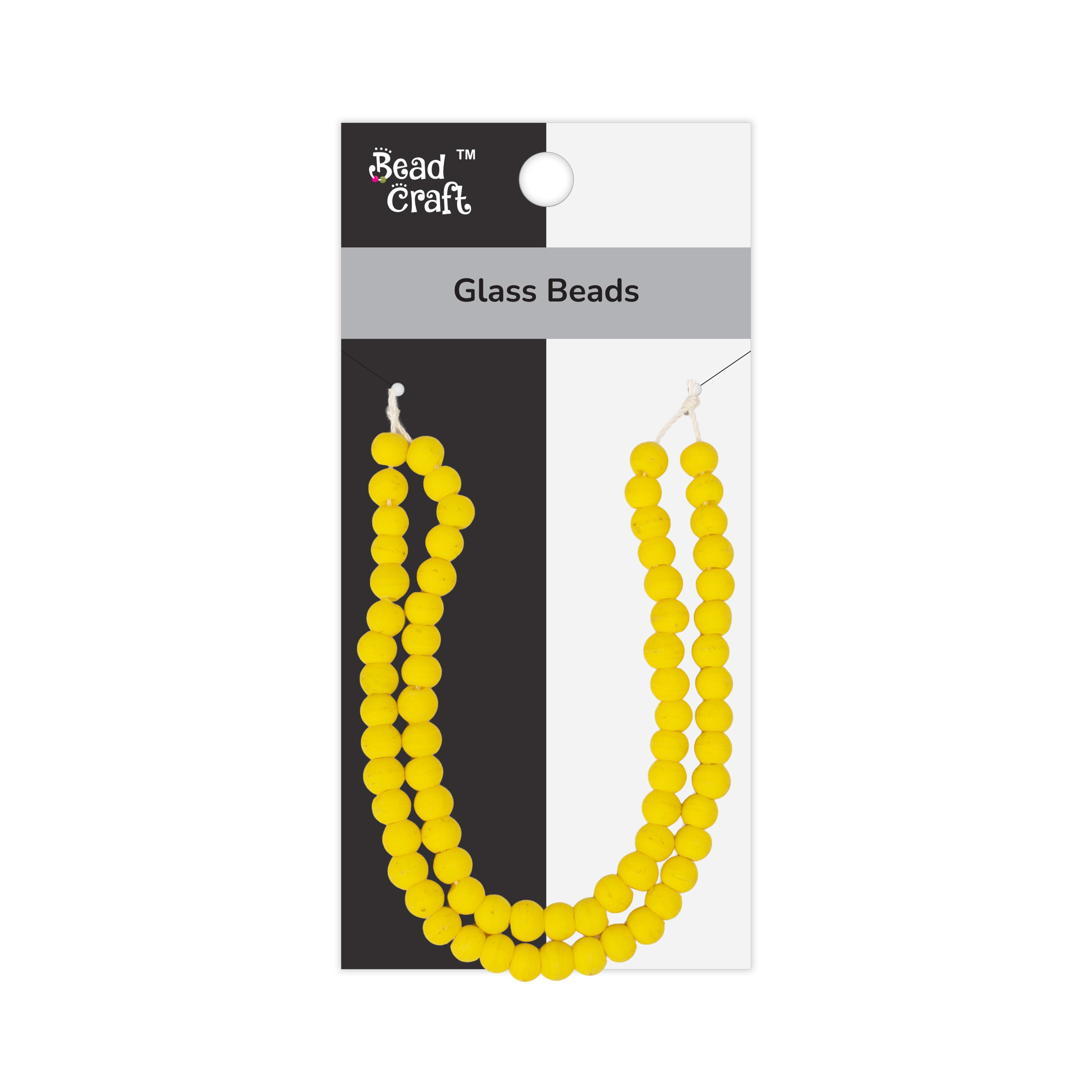 Glass Beads Round Shape Sunny Yellow Approx 6.13X7.48mm 30gm 1 String