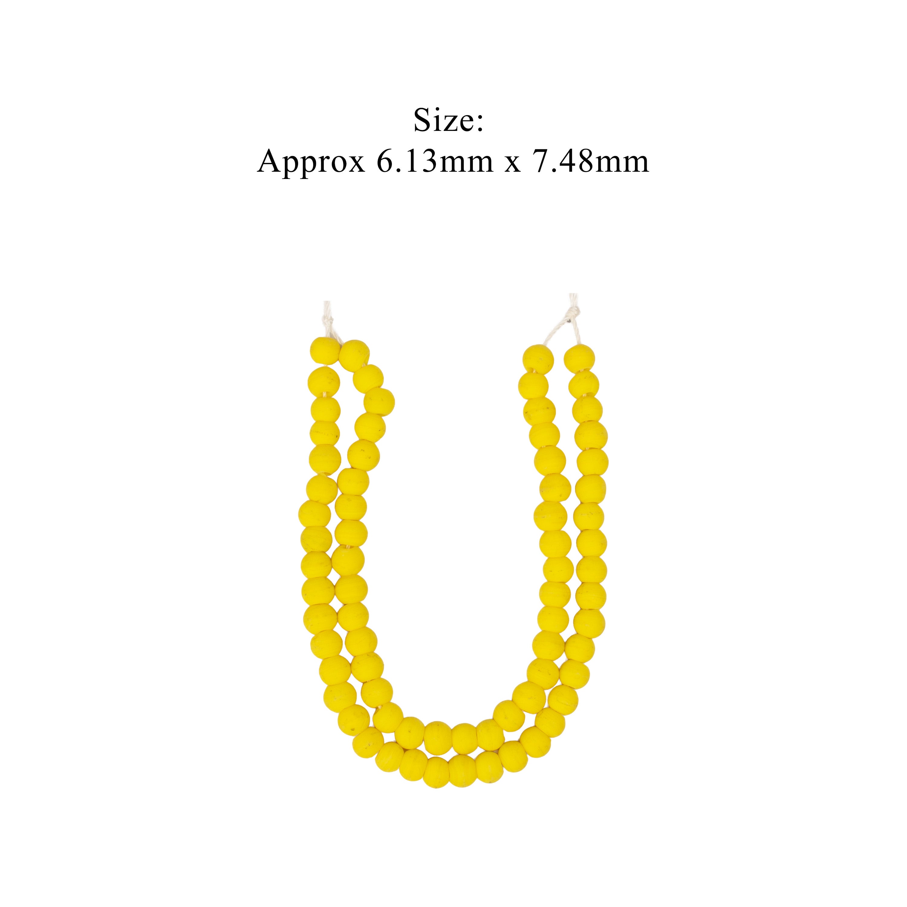 Glass Beads Round Shape Sunny Yellow Approx 6.13X7.48mm 30gm 1 String