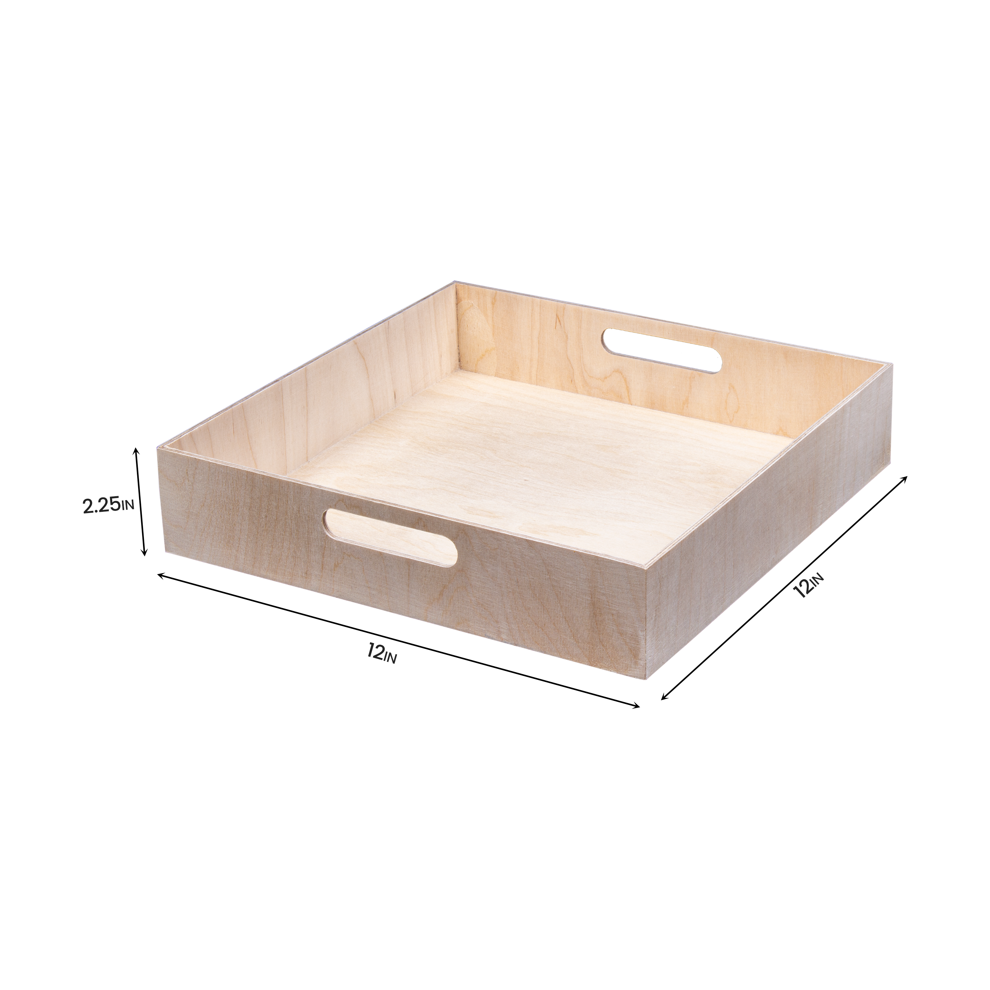 Wooden Gift Tray - Birch Wood, Square L12in x W12in x H2.25in, 1 pc