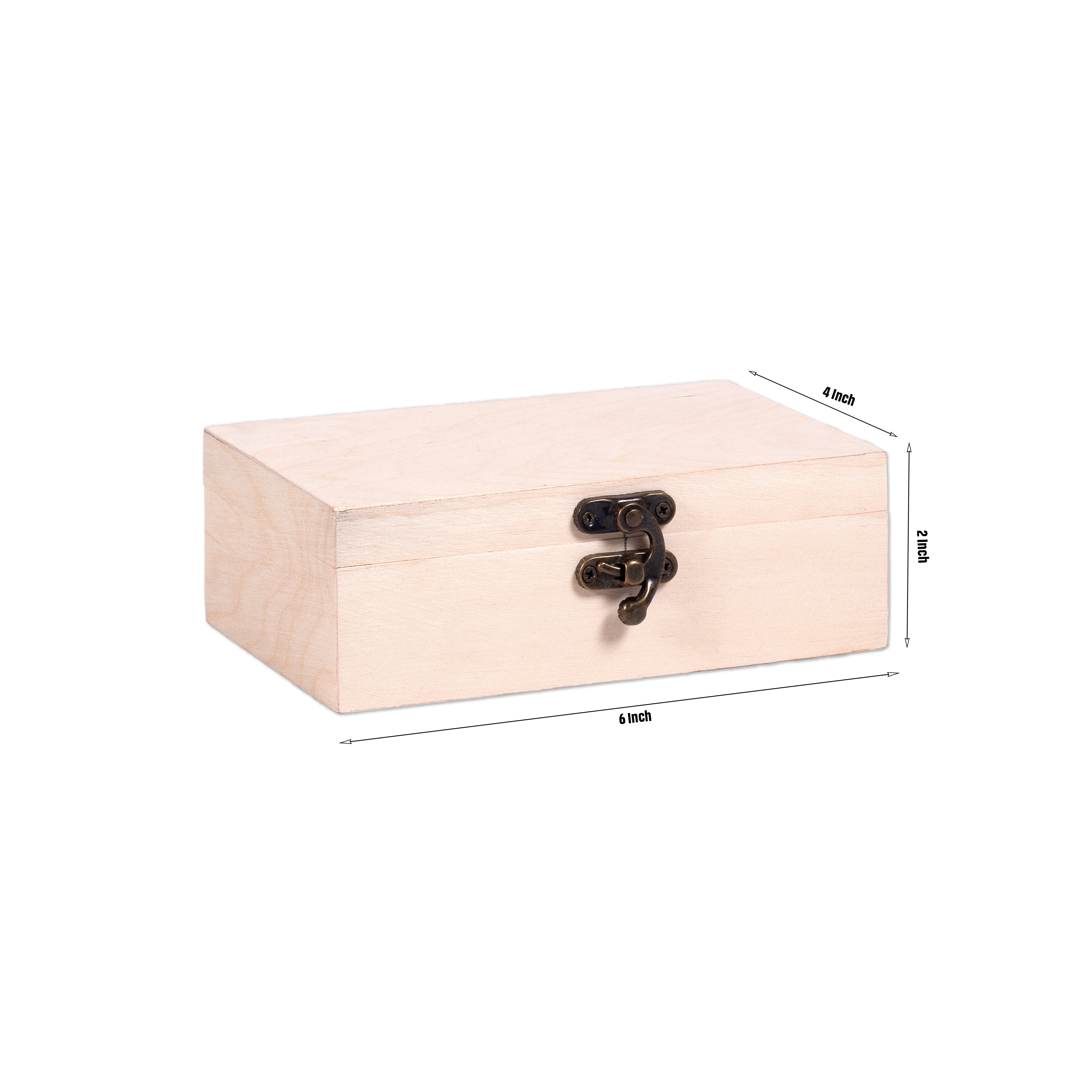 Birch Wood Waterproof Box With Metal Latch L6 X W4 X H2inch 1pc LB