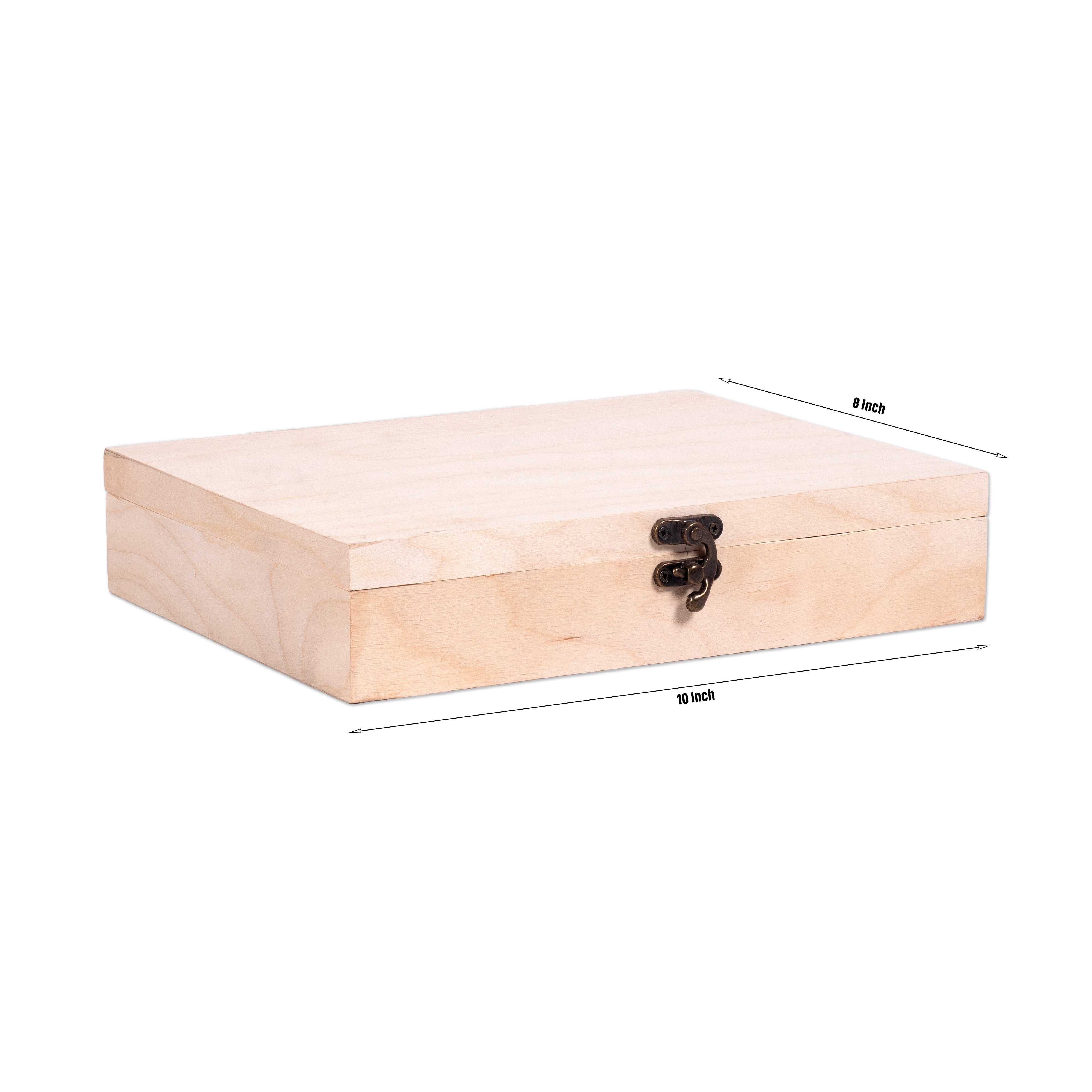 Birch Wood Waterproof Box With Metal Latch L10 X W8 X H2inch 1pc