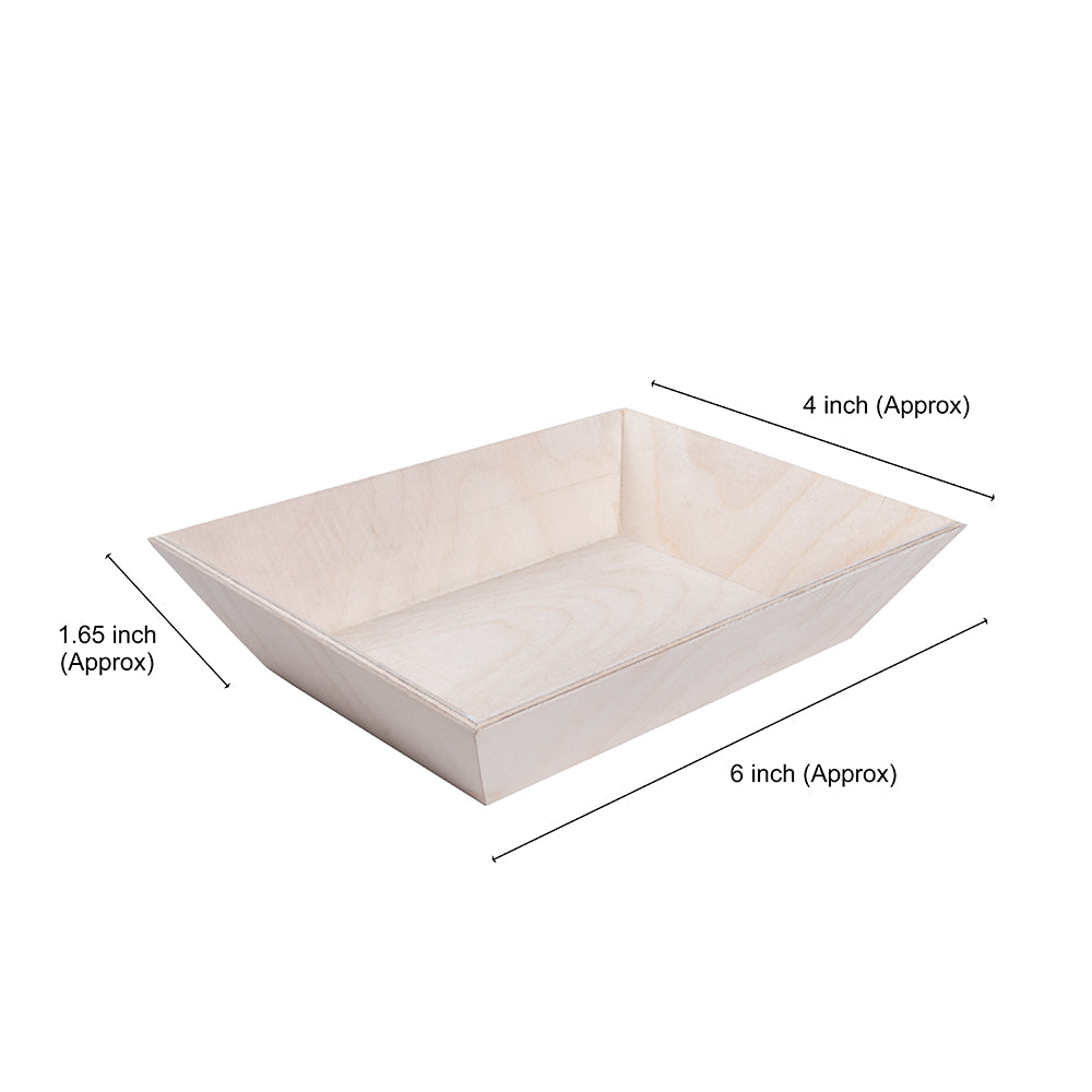 Birch Wood Gifting Tray - Waterproof, Approx. L6 x W4 x H1.65inch, 4mm Thick, 1 pc