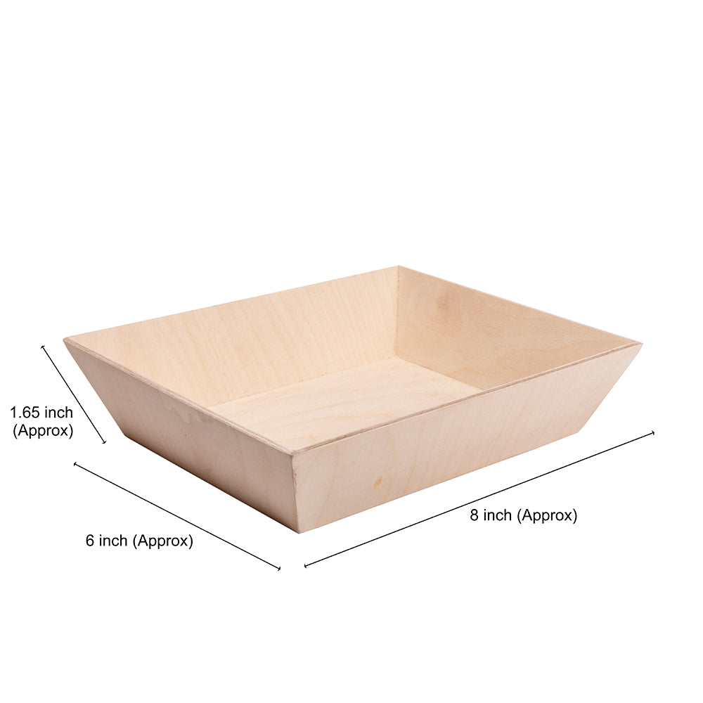 Birch Wood Gifting Tray - Waterproof, Approx. L8 x W6 x H2inch, 6mm Thick, 1 pc