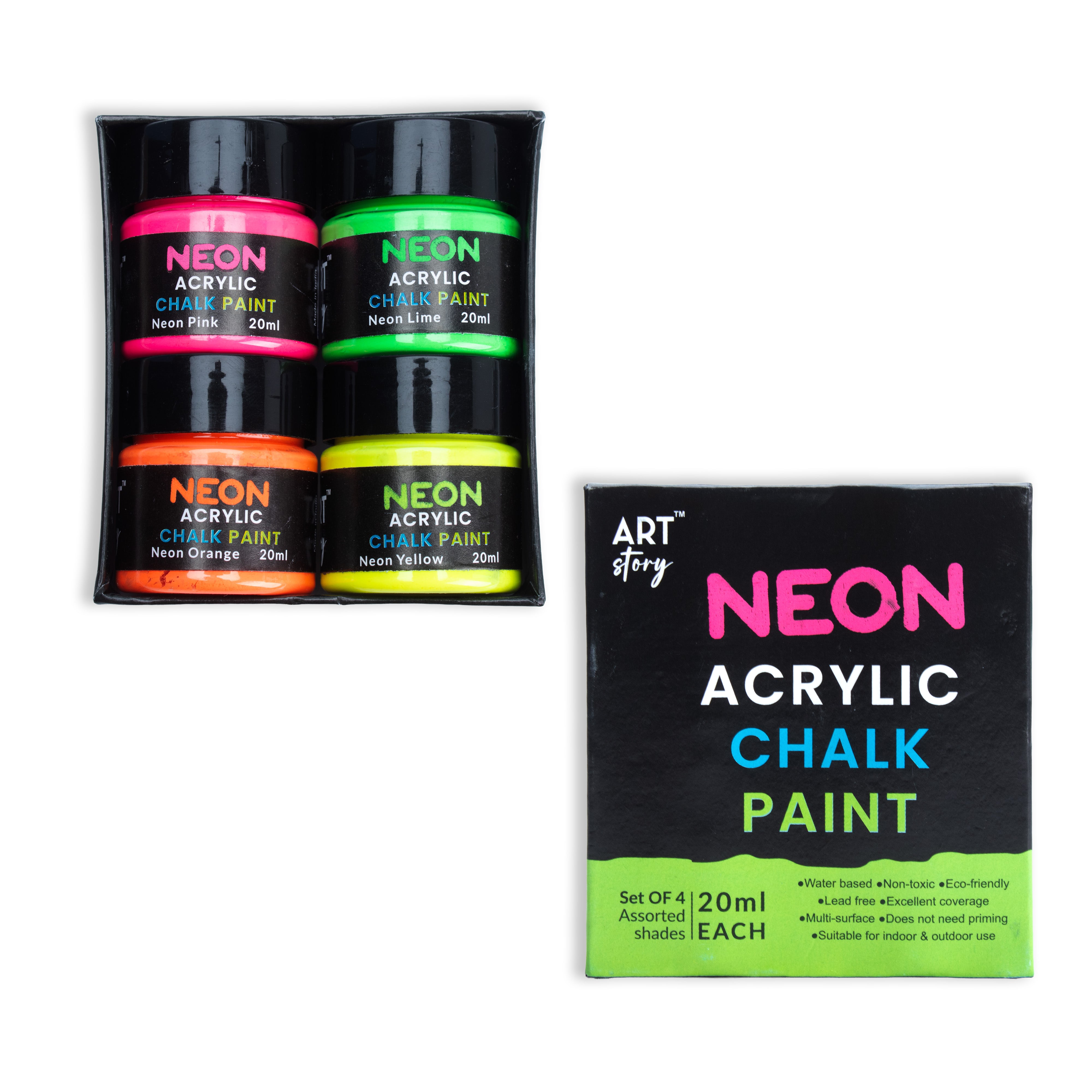 Neon Chalk Acrylic Paint Tubs 20ml X4Pc