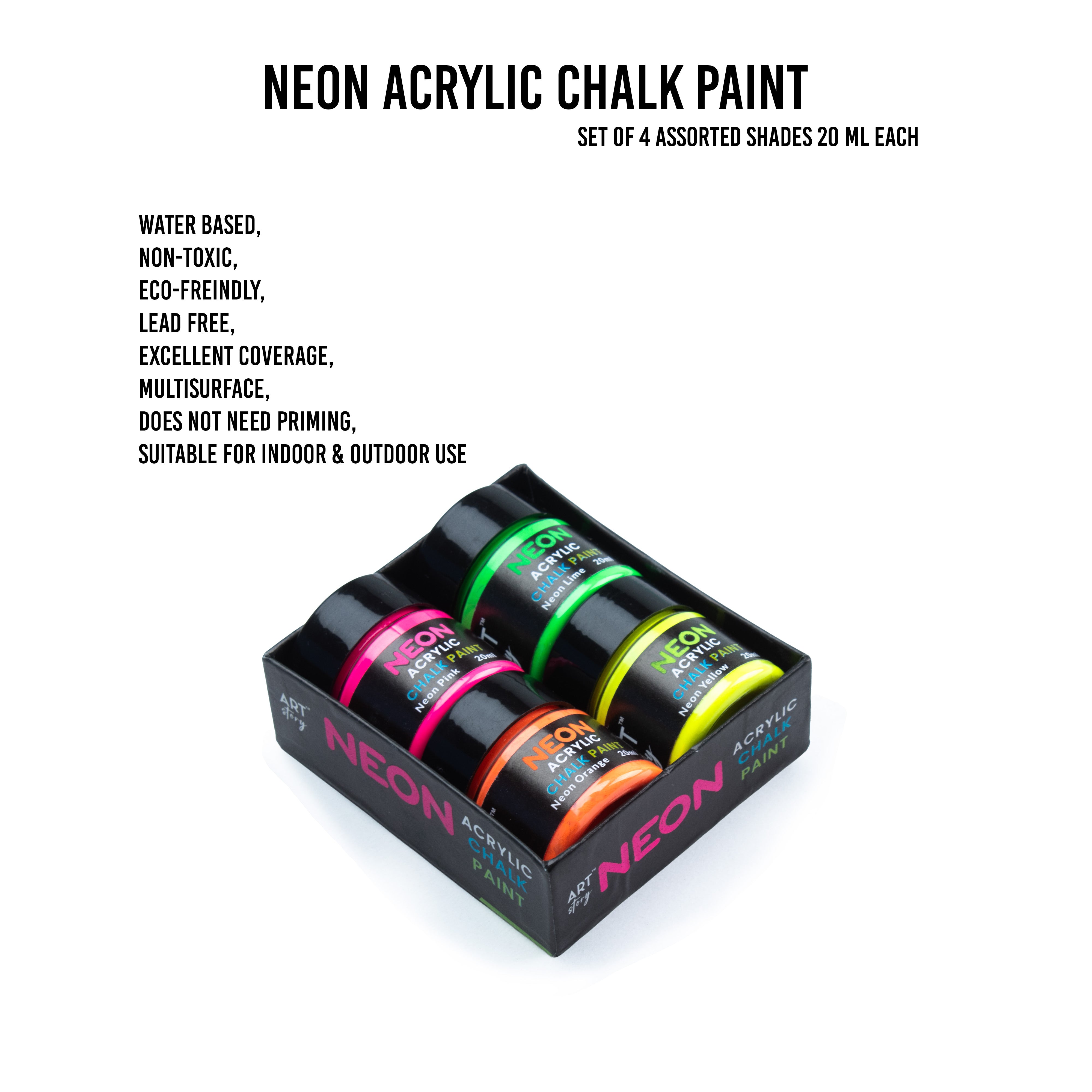 Neon Chalk Acrylic Paint Tubs 20ml X4Pc