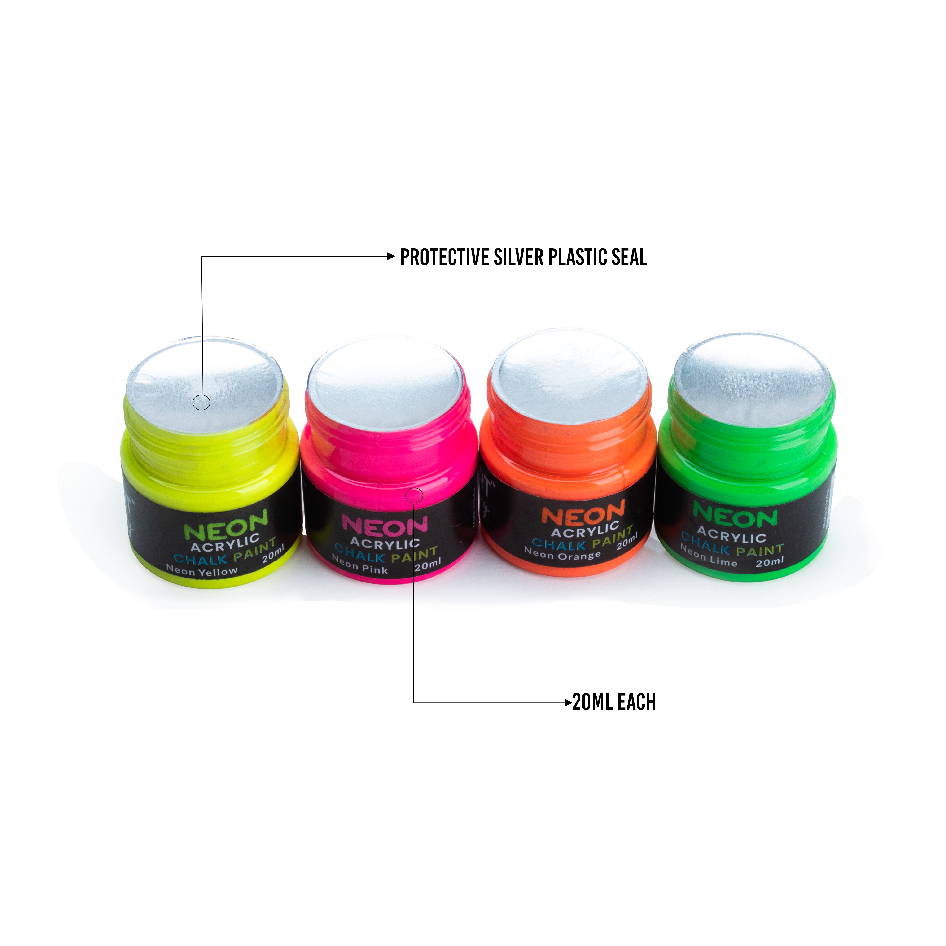 Neon Chalk Acrylic Paint Tubs 20ml X4Pc