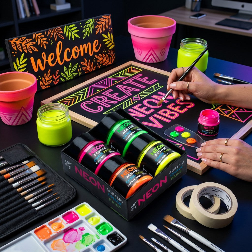 Neon Chalk Acrylic Paint Tubs 20ml X4Pc