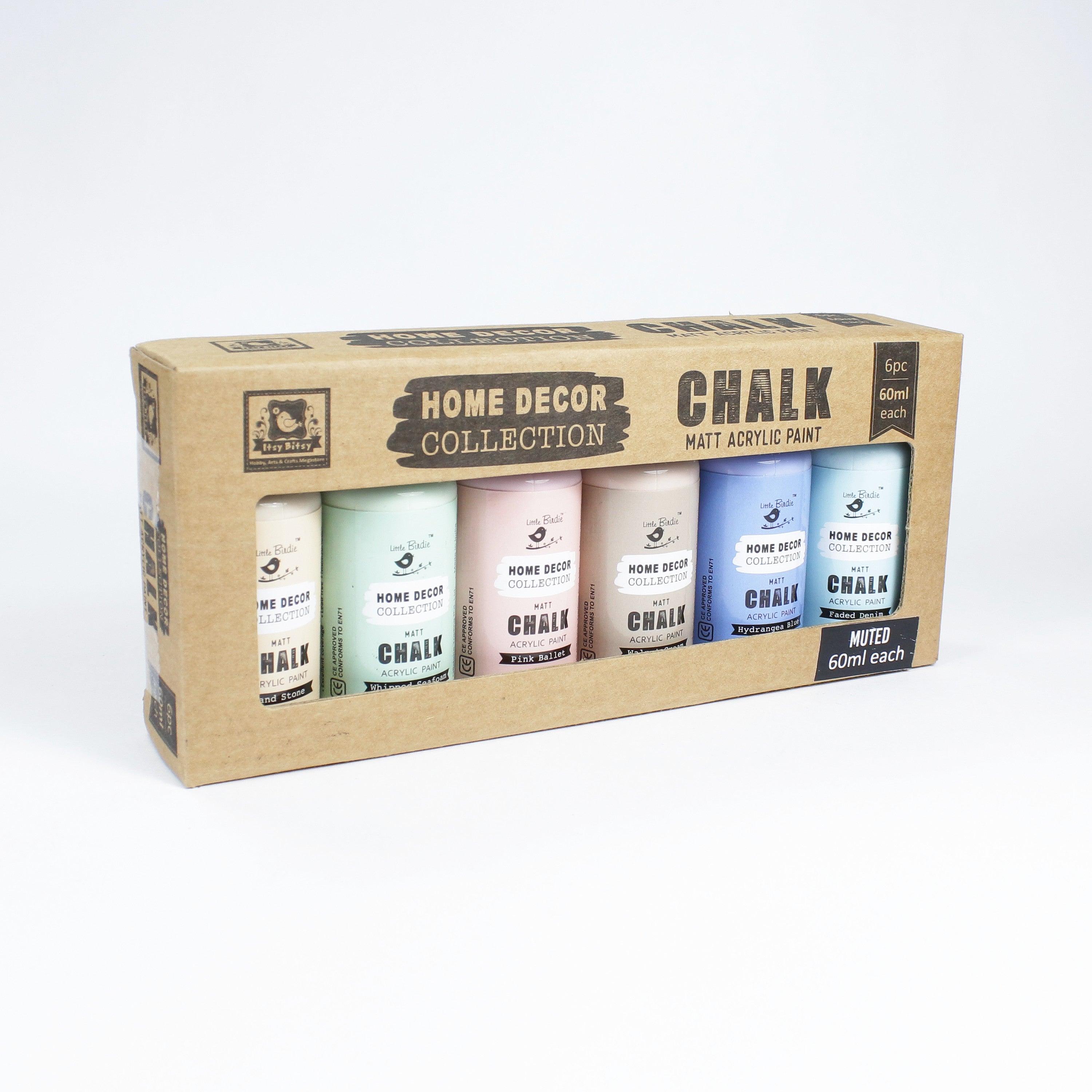 Home Decor Chalk Paint Kit 6Pcs X 60ml - Muted