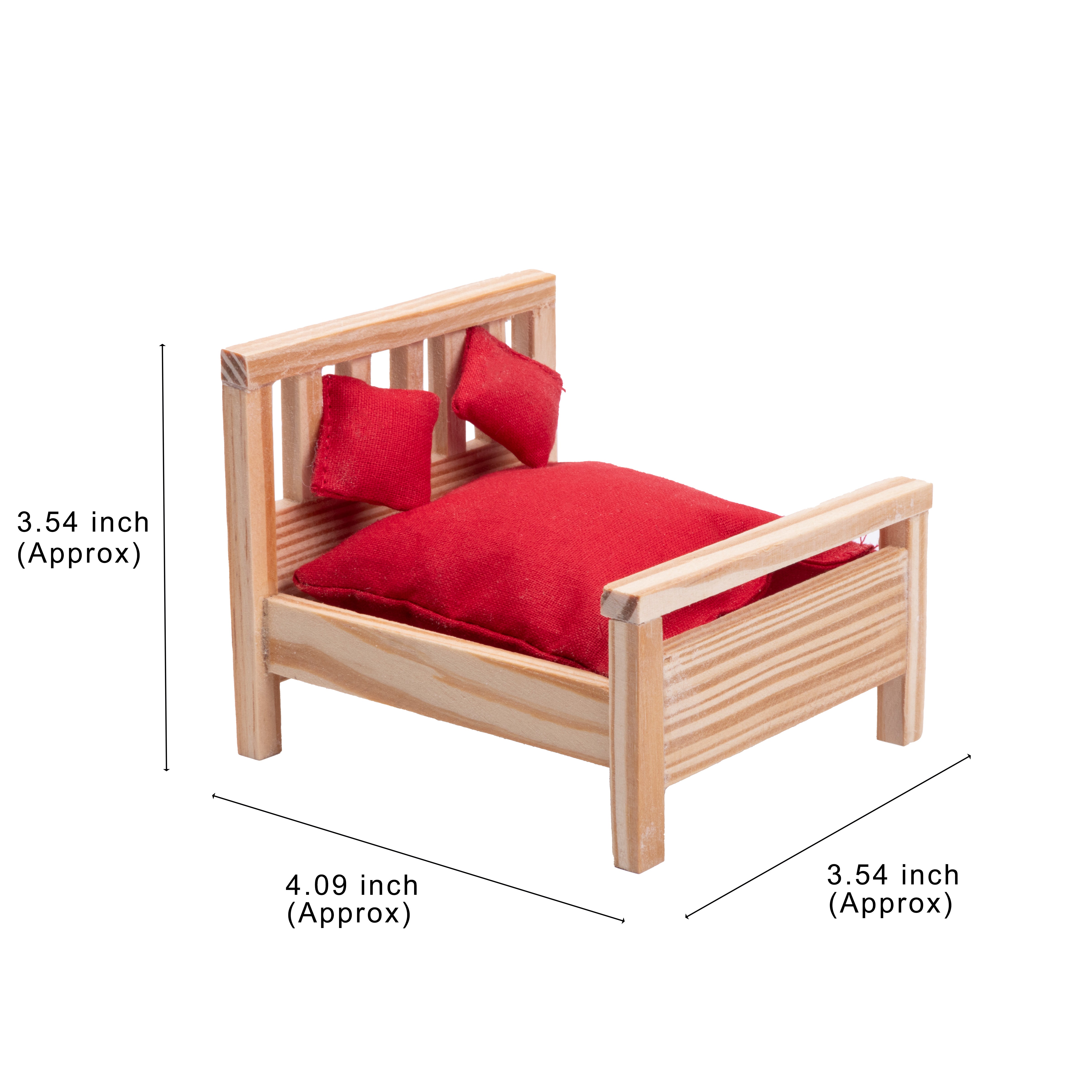 Wooden Miniature Slatted Bed Approx L4.09 x W3.54 x H3.54inch 1pc