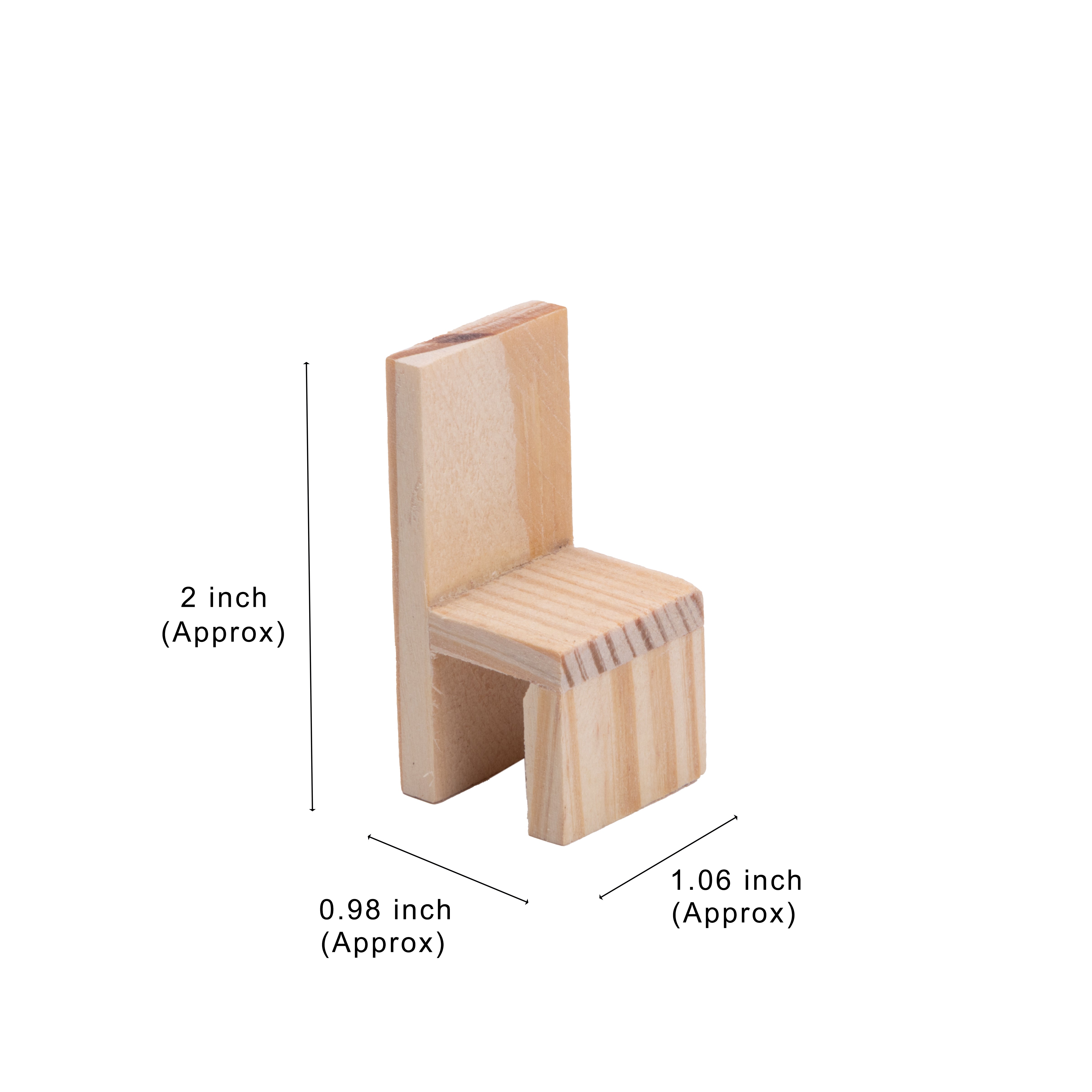 Wooden Miniature Octagonal Table With 4 Chair Approx L3.7inchx W2inch x H1.41inch & L0.98inch x W1.06inch x H2inch 1pc