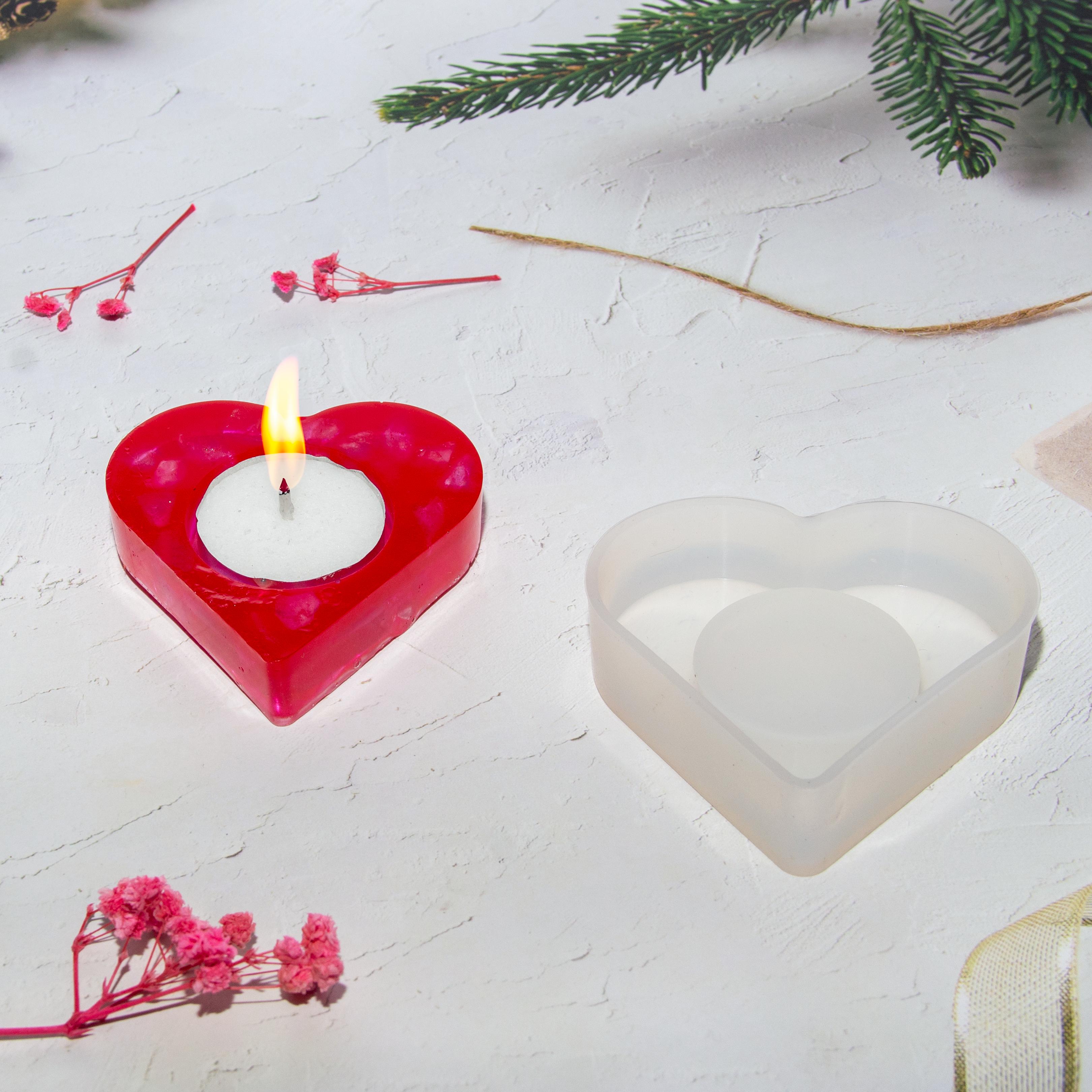 Silicone Mould Heart Tea Light Holder L3 X W3 D-0.75 inch 1pc
